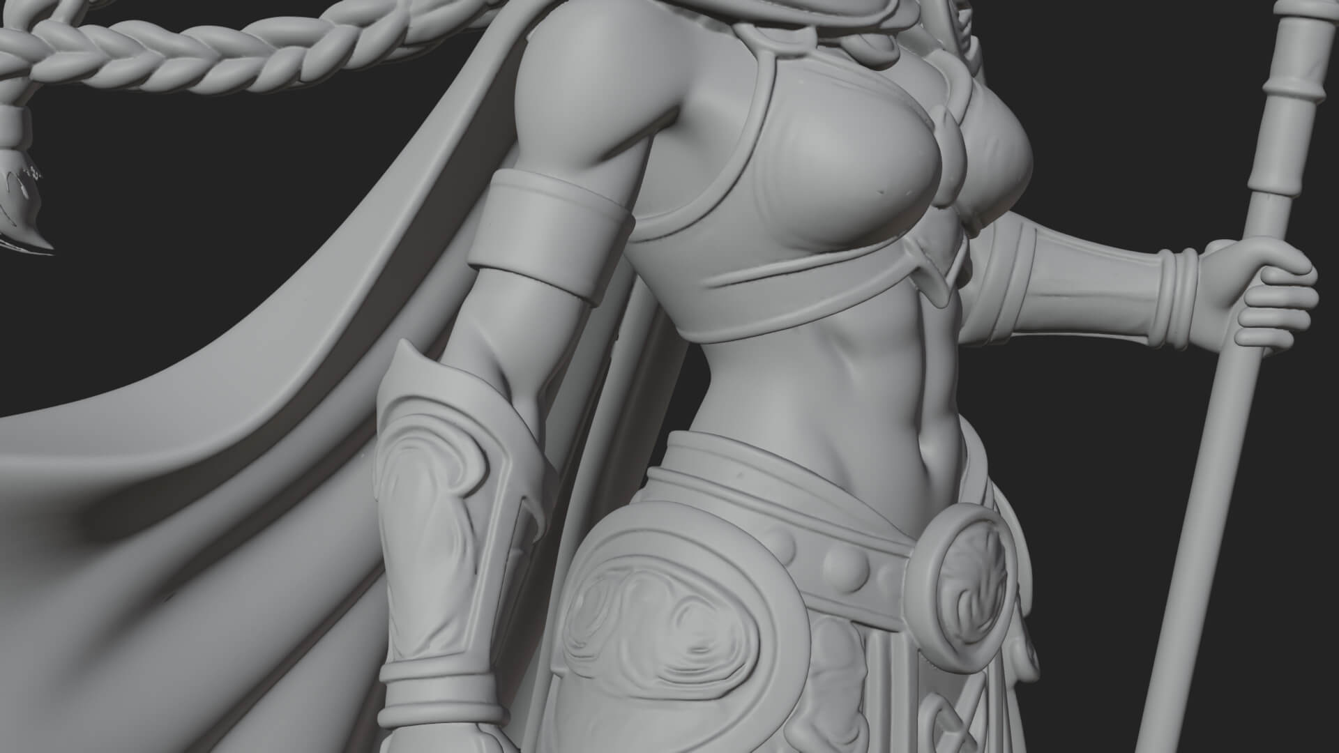 Valkyrie with Spear Statue Design 19 3D Print Model 3D Model