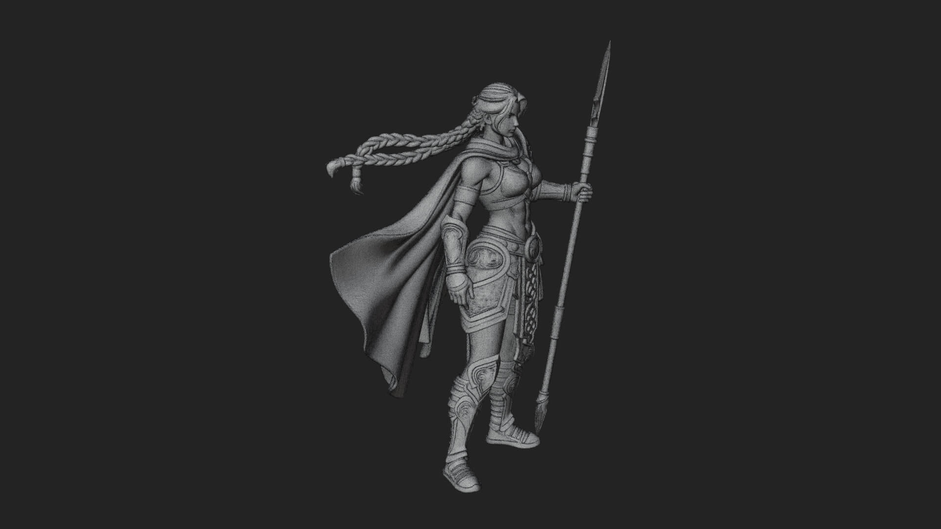 Valkyrie with Spear Statue Design 19 3D Print Model 3D Model