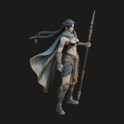 Valkyrie with Spear Statue Design 19 3D Print Model