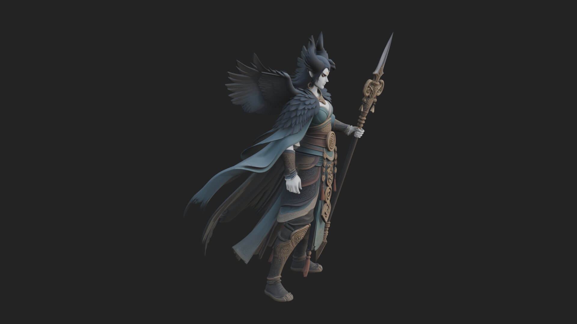 Valkyrie with Spear Statue Design 20 3D Print Model 3D Model