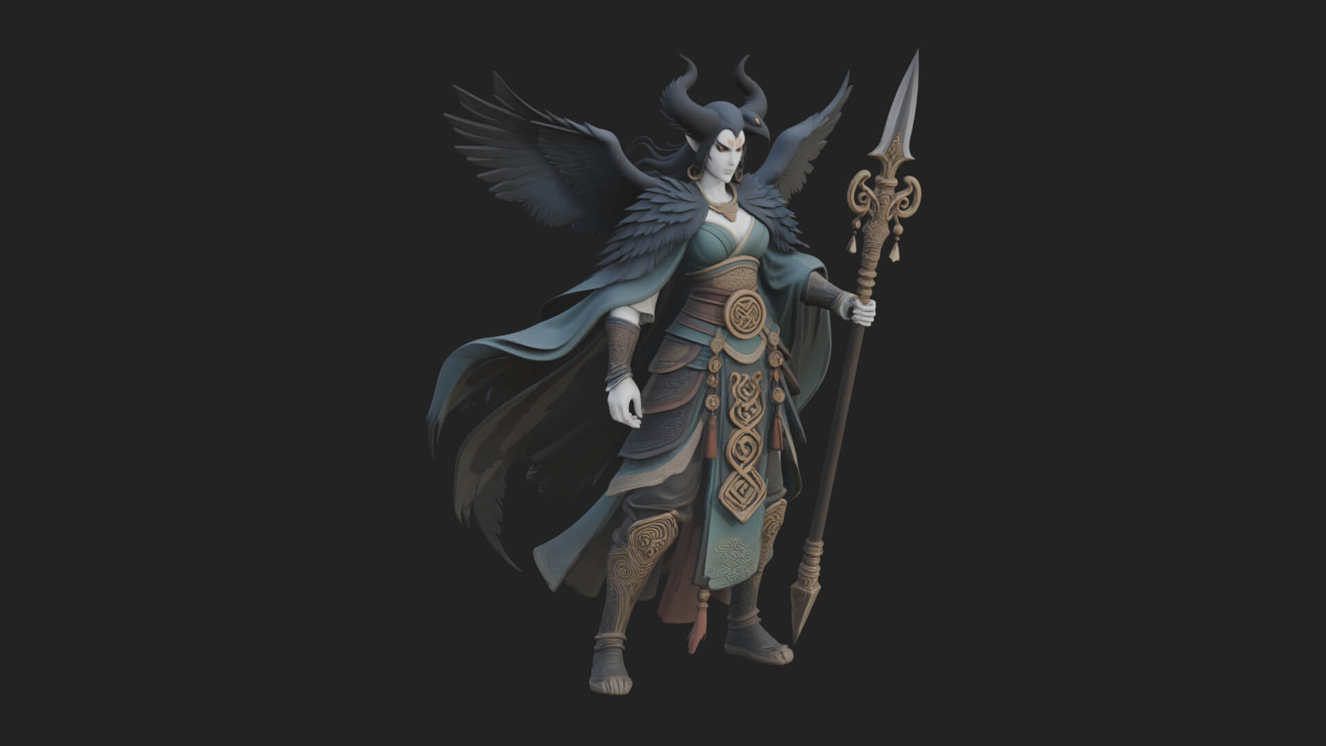 Valkyrie with Spear Statue Design 20 3D Print Model 3D Model