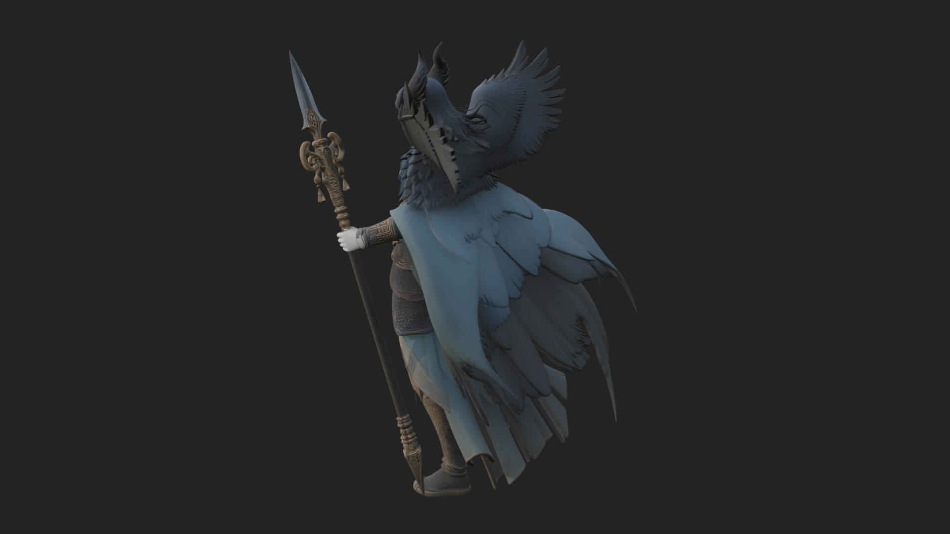 Valkyrie with Spear Statue Design 20 3D Print Model 3D Model