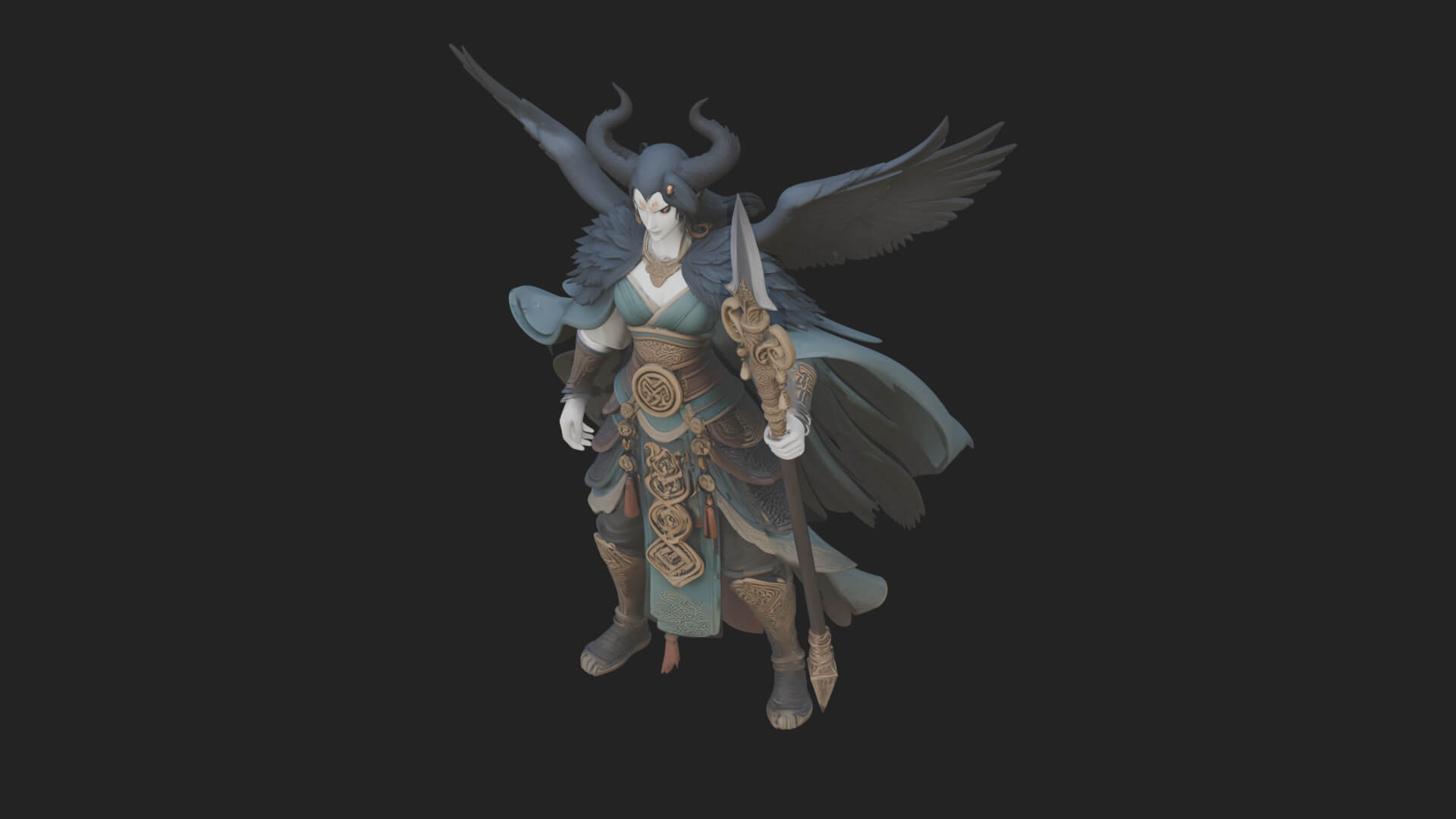 Valkyrie with Spear Statue Design 20 3D Print Model 3D Model