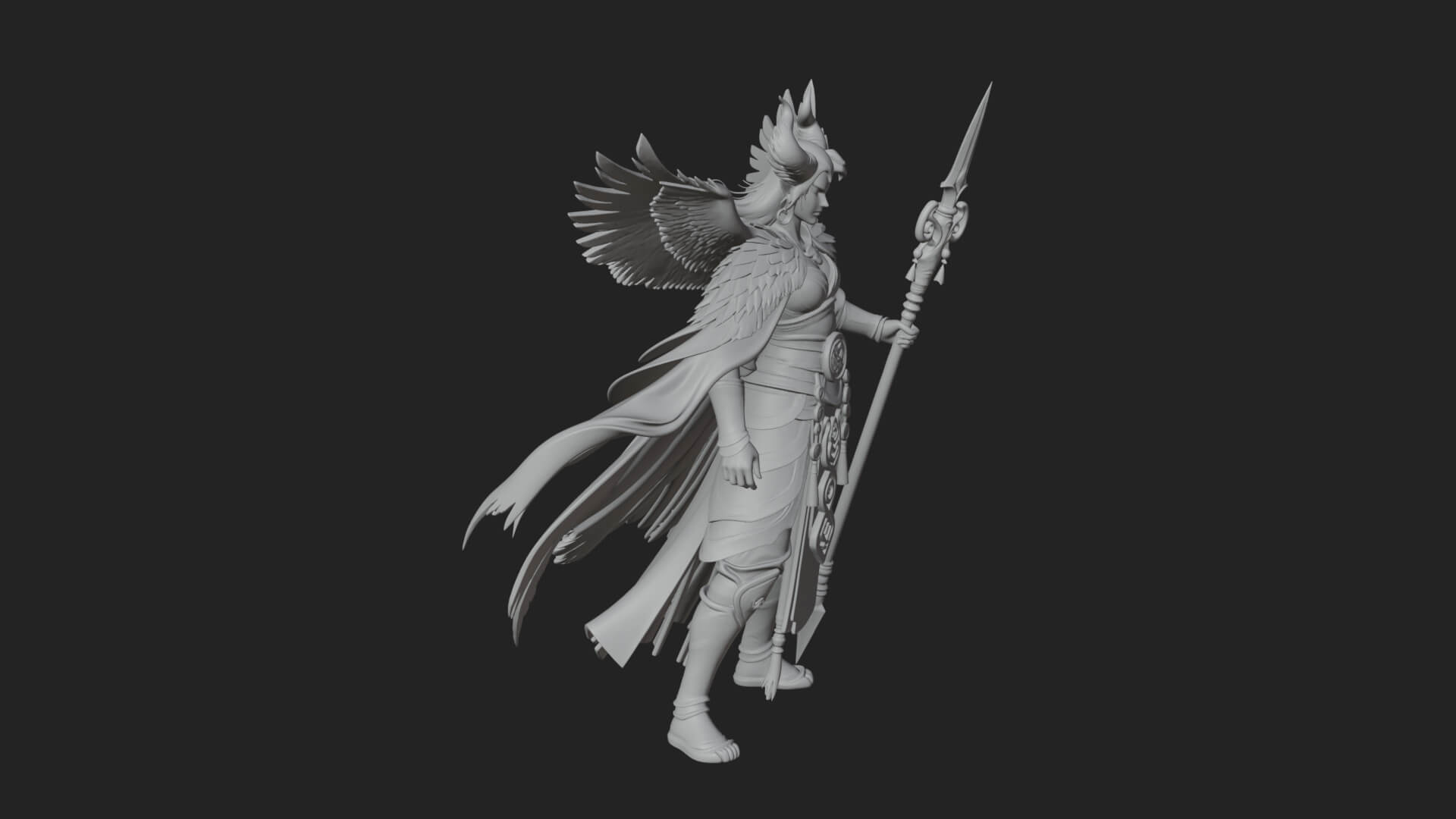 Valkyrie with Spear Statue Design 20 3D Print Model 3D Model