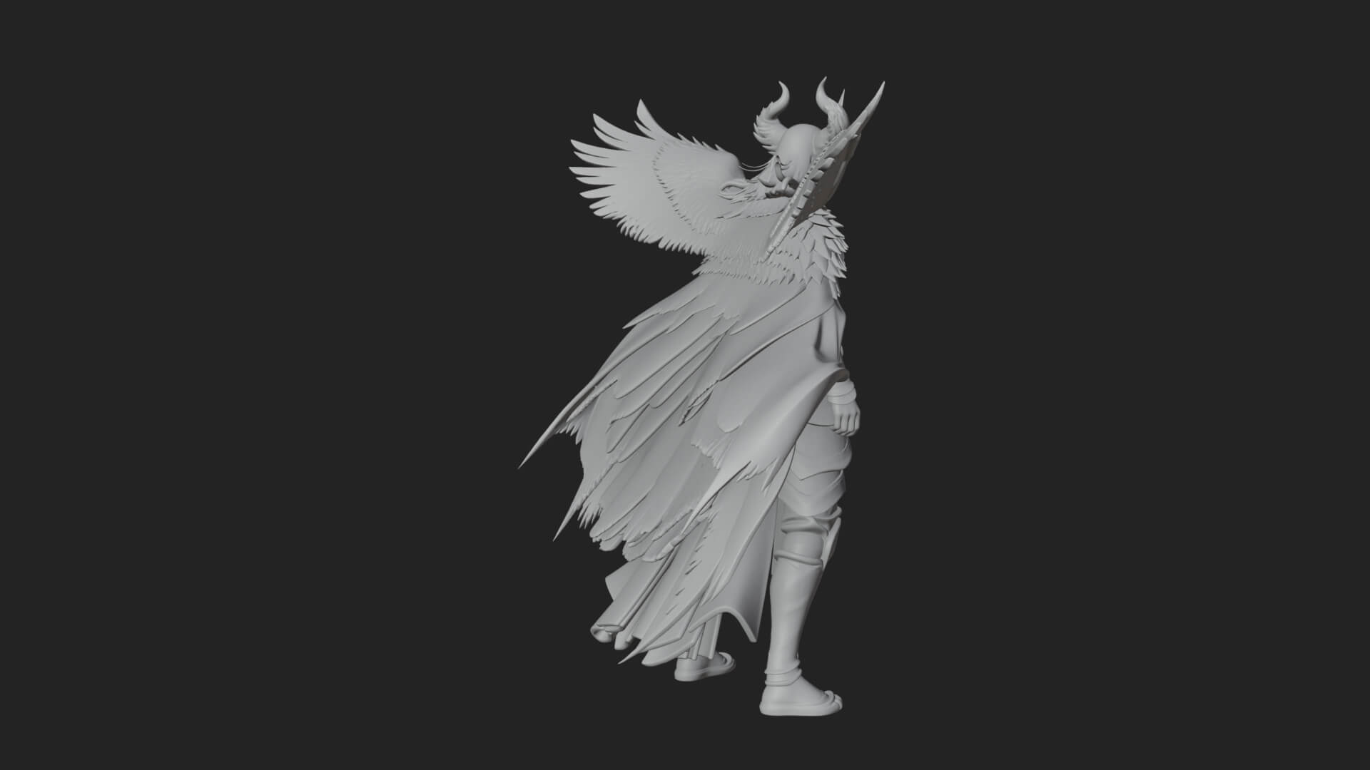 Valkyrie with Spear Statue Design 20 3D Print Model 3D Model