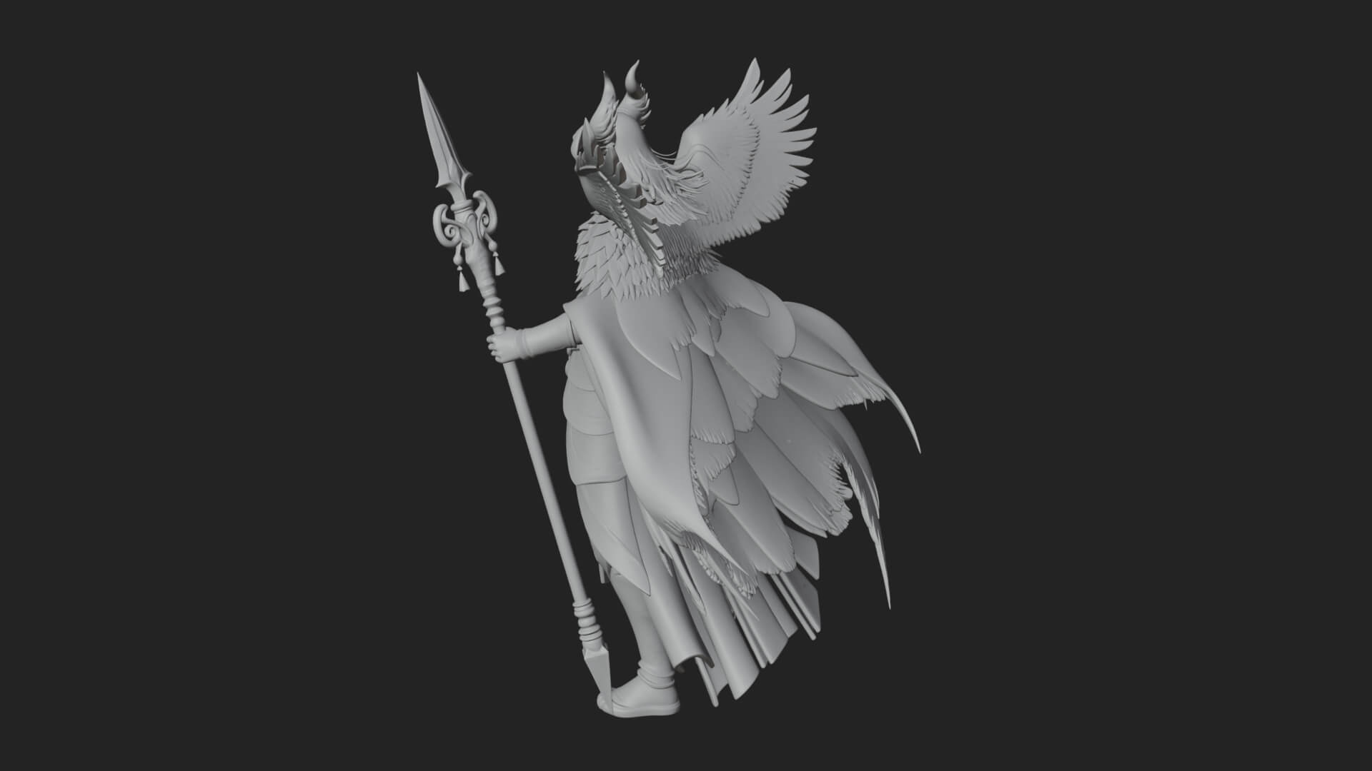 Valkyrie with Spear Statue Design 20 3D Print Model 3D Model