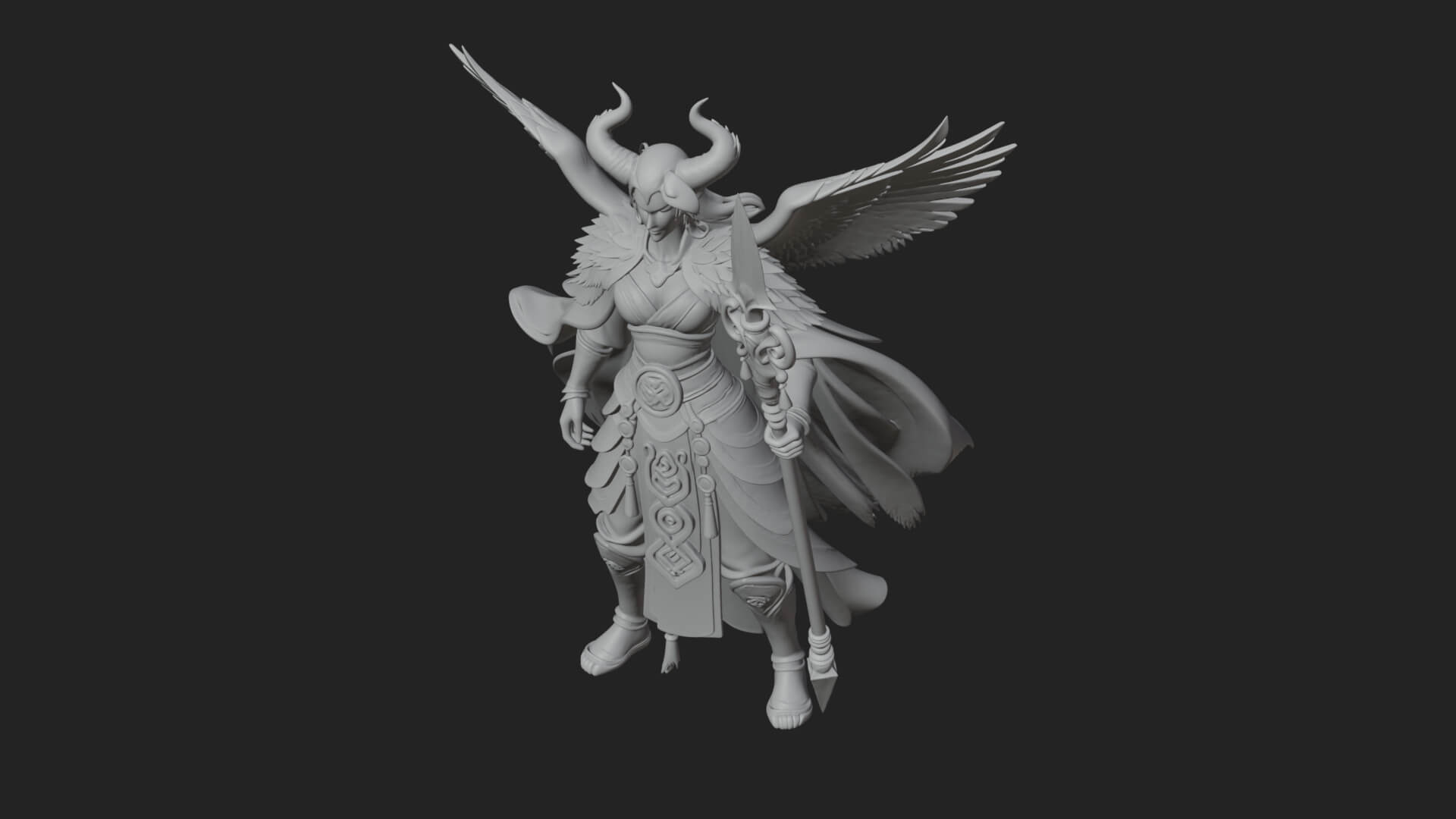 Valkyrie with Spear Statue Design 20 3D Print Model 3D Model