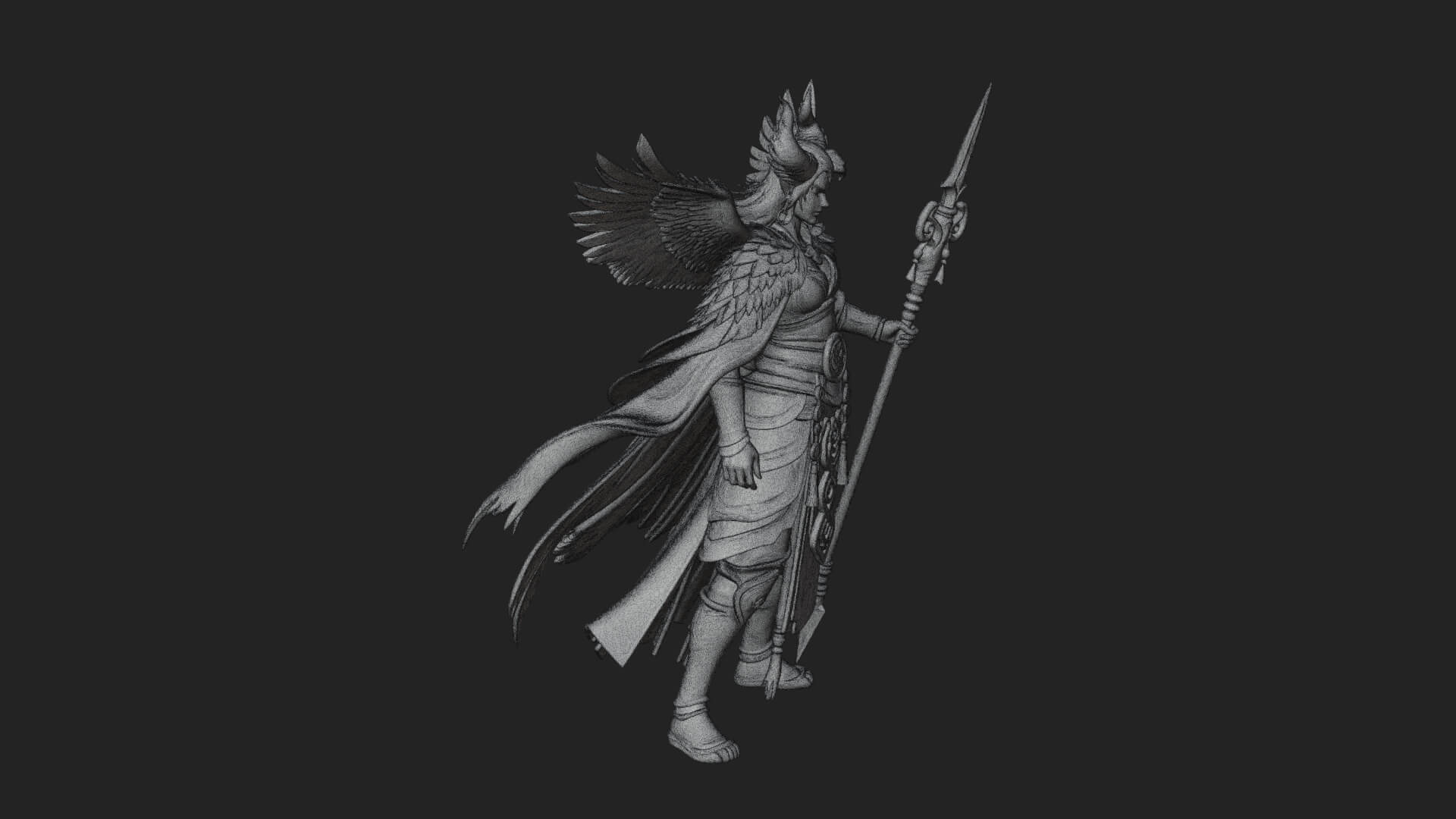 Valkyrie with Spear Statue Design 20 3D Print Model 3D Model