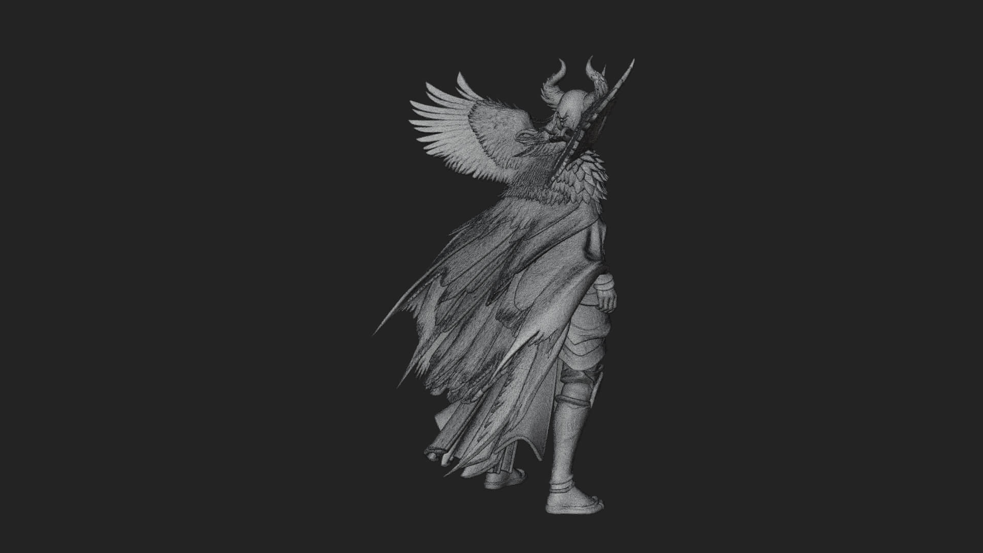 Valkyrie with Spear Statue Design 20 3D Print Model 3D Model