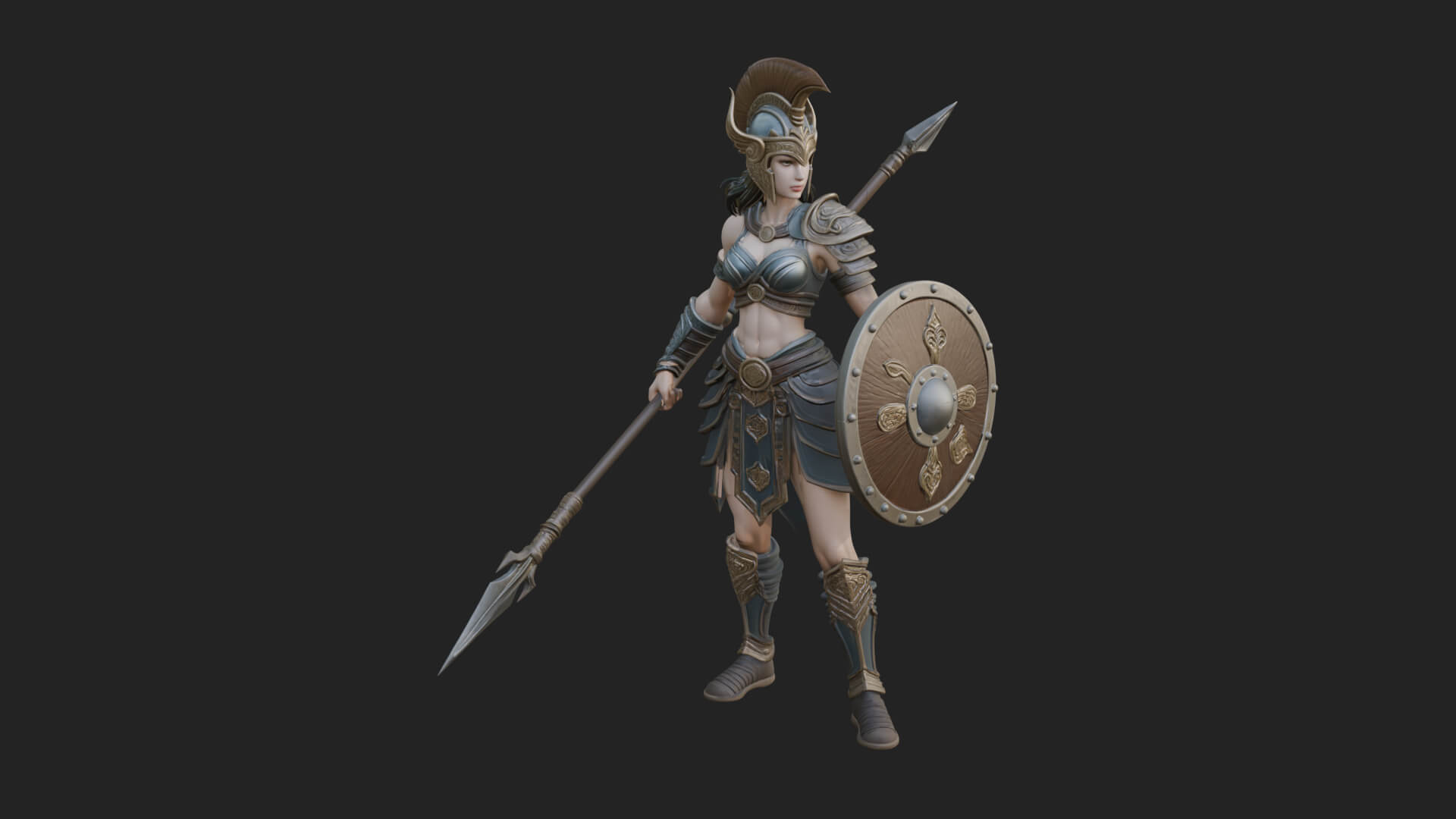 Valkyrie with Spear Statue Design 21 3D Print Model 3D Model