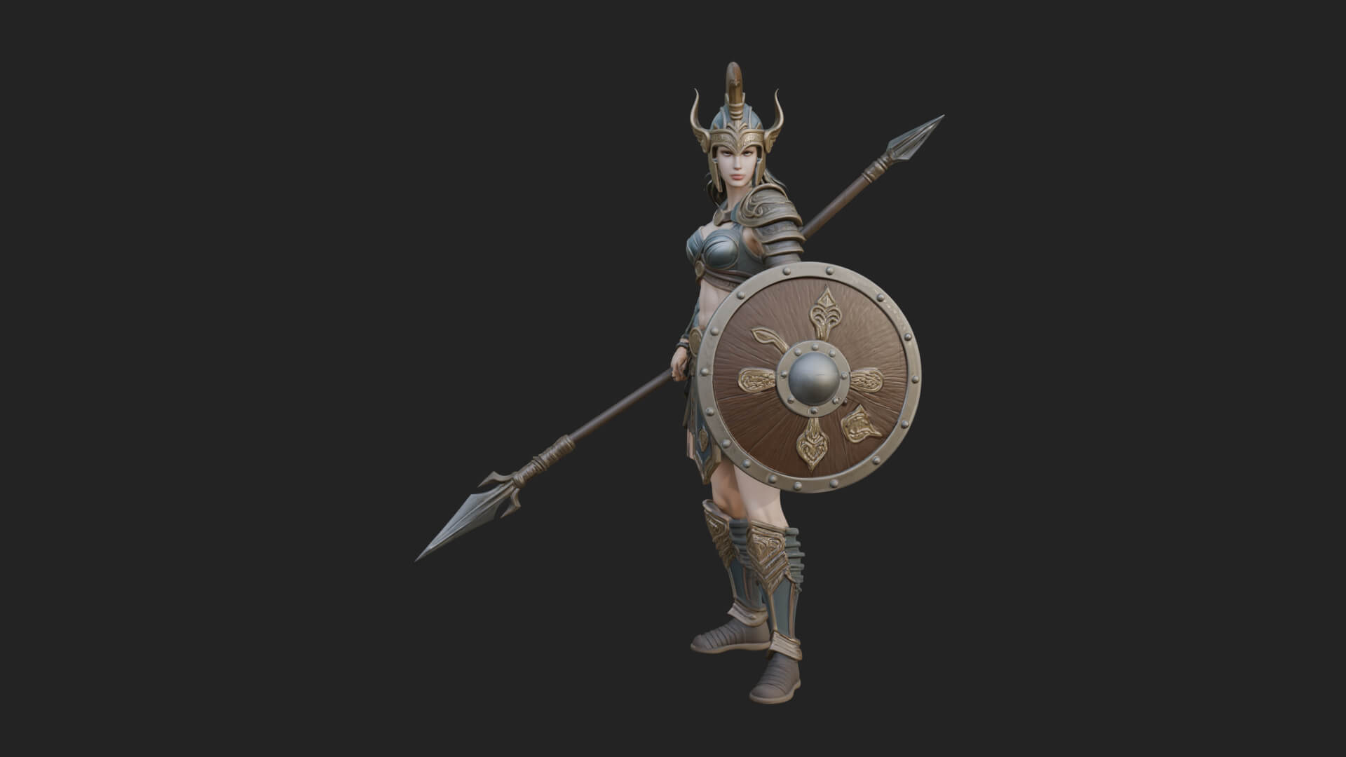 Valkyrie with Spear Statue Design 21 3D Print Model 3D Model