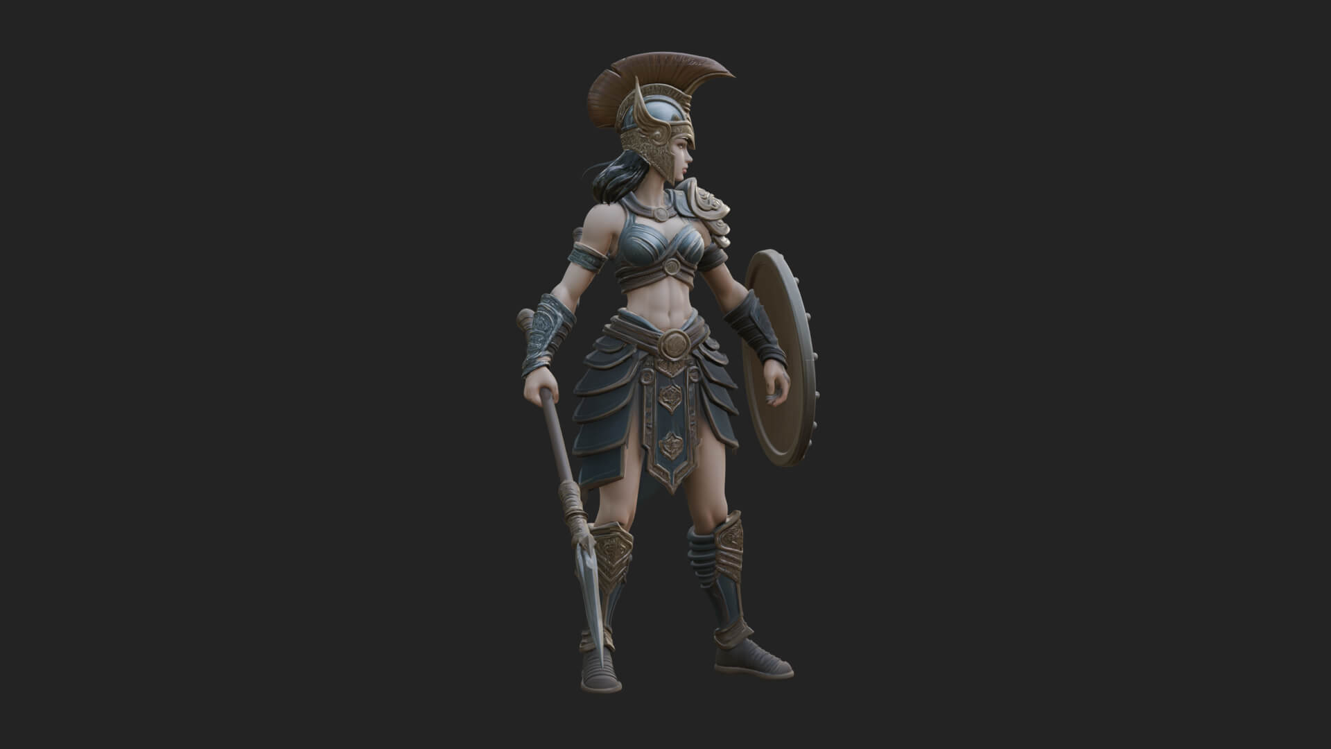 Valkyrie with Spear Statue Design 21 3D Print Model 3D Model