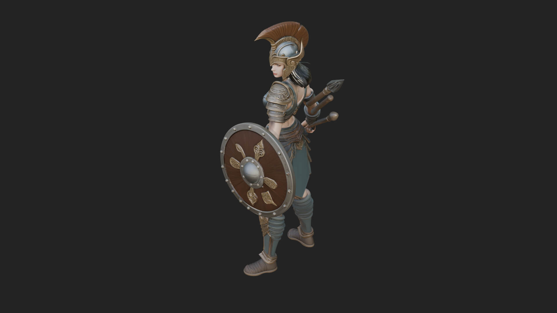 Valkyrie with Spear Statue Design 21 3D Print Model 3D Model