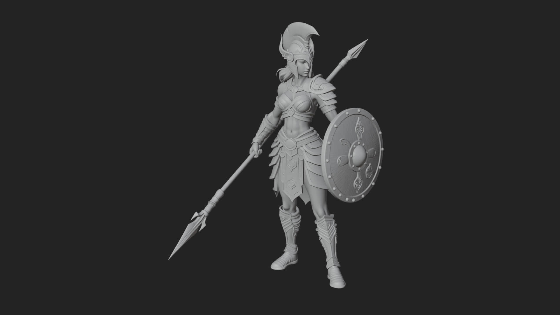 Valkyrie with Spear Statue Design 21 3D Print Model 3D Model