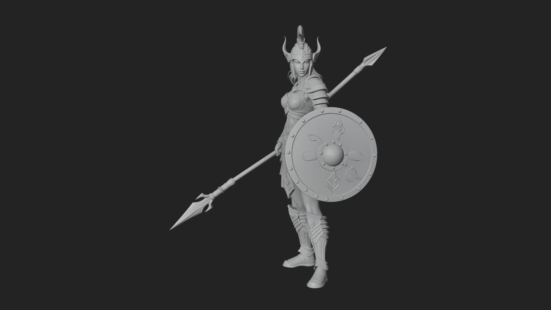 Valkyrie with Spear Statue Design 21 3D Print Model 3D Model