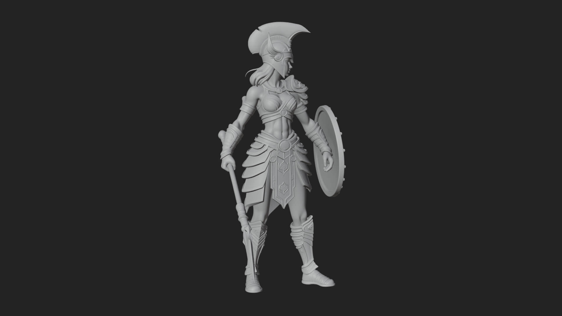 Valkyrie with Spear Statue Design 21 3D Print Model 3D Model