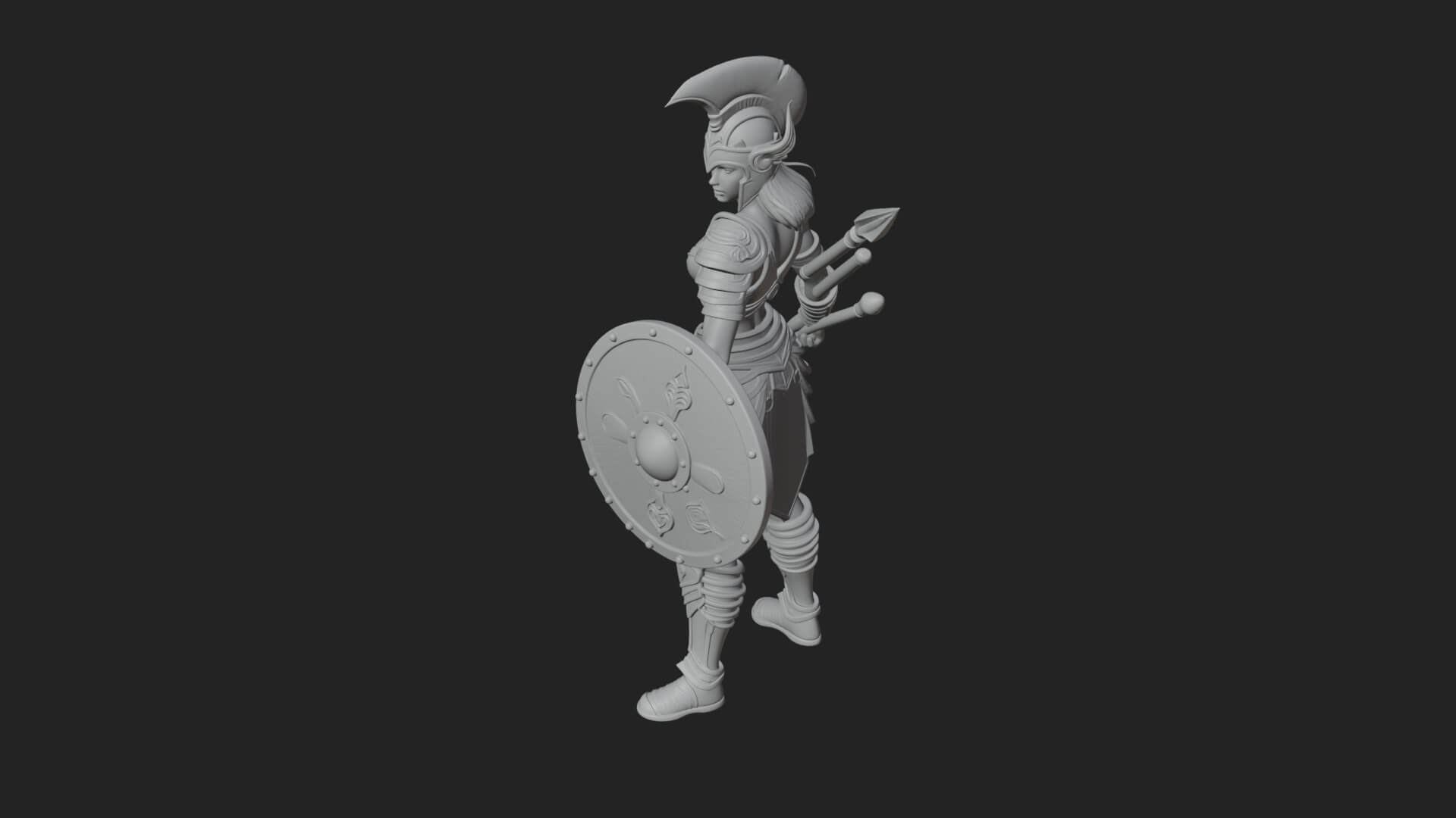 Valkyrie with Spear Statue Design 21 3D Print Model 3D Model