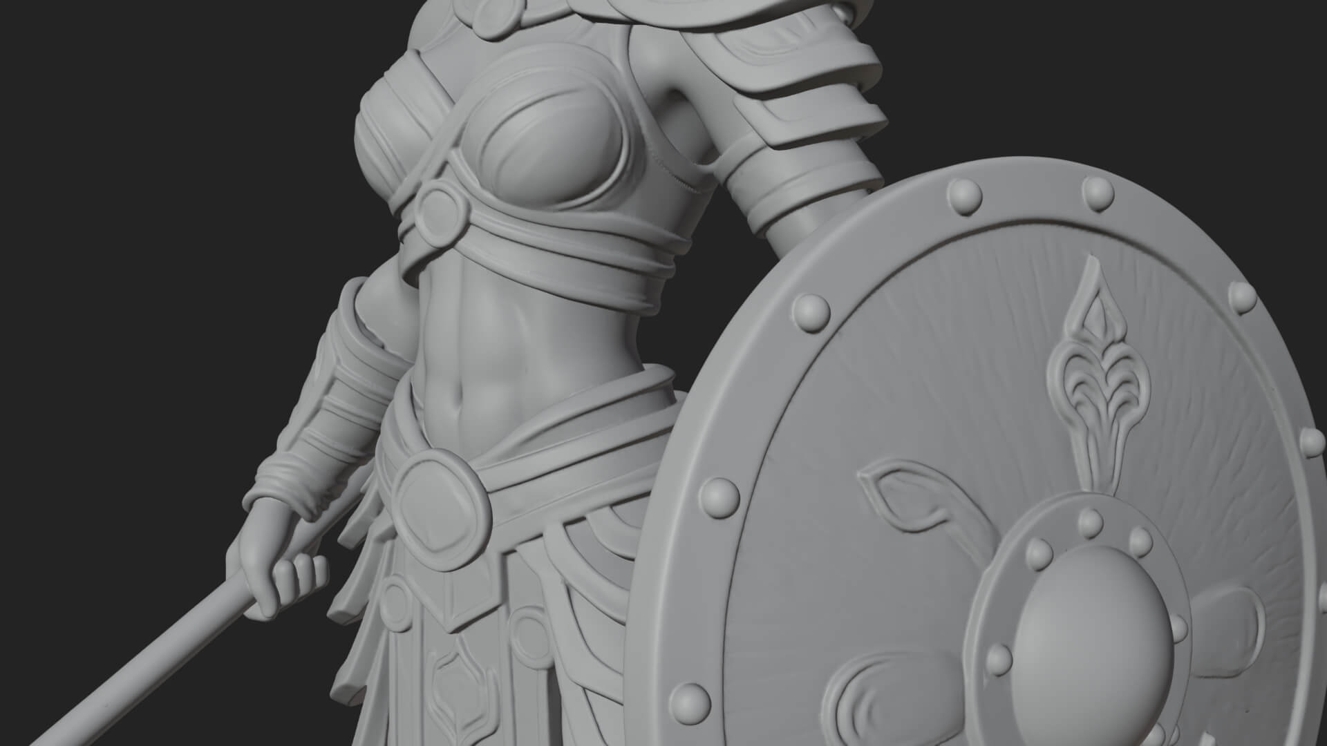 Valkyrie with Spear Statue Design 21 3D Print Model 3D Model