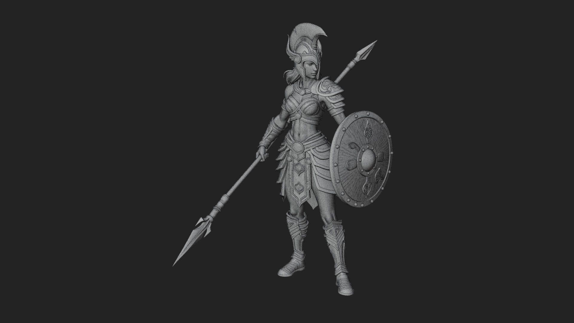 Valkyrie with Spear Statue Design 21 3D Print Model 3D Model