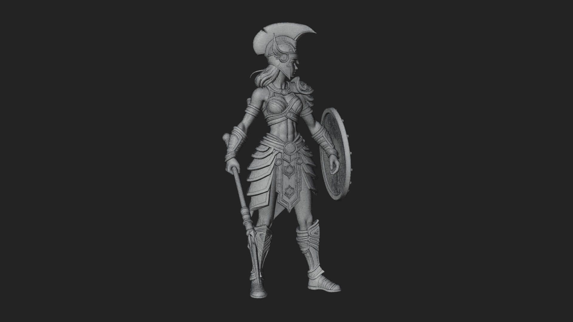 Valkyrie with Spear Statue Design 21 3D Print Model 3D Model