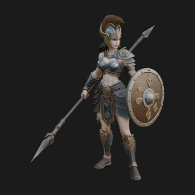 Valkyrie with Spear Statue Design 21 3D Print Model