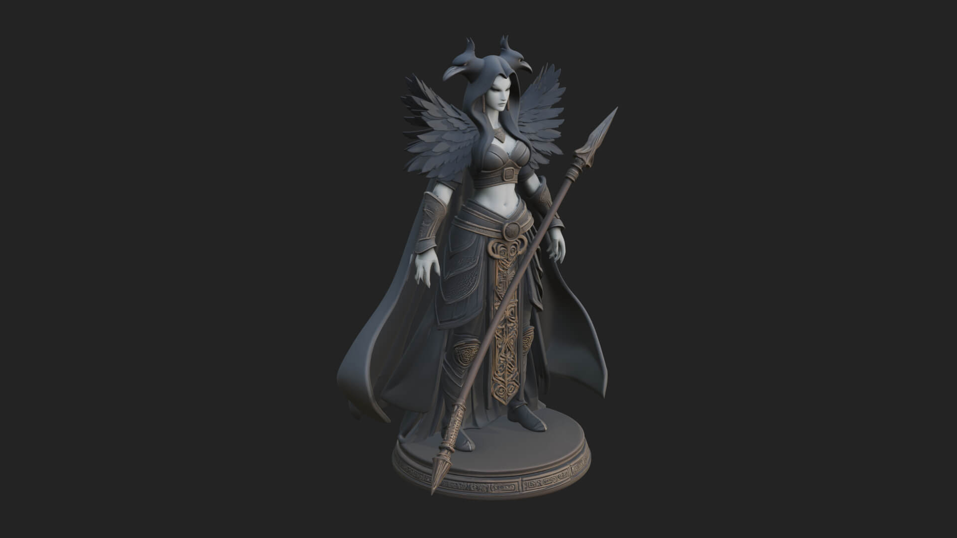 Valkyrie with Spear Statue Design 22 3D Print Model 3D Model