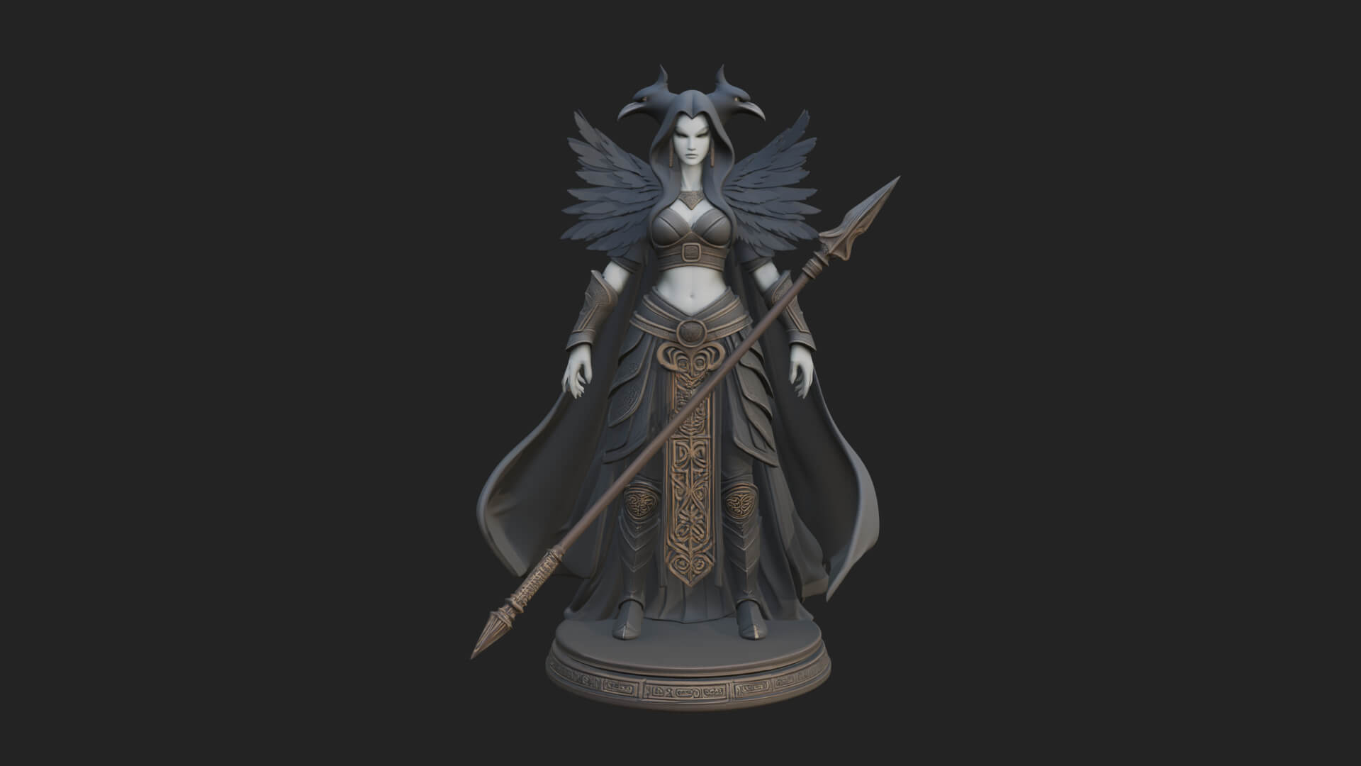 Valkyrie with Spear Statue Design 22 3D Print Model 3D Model