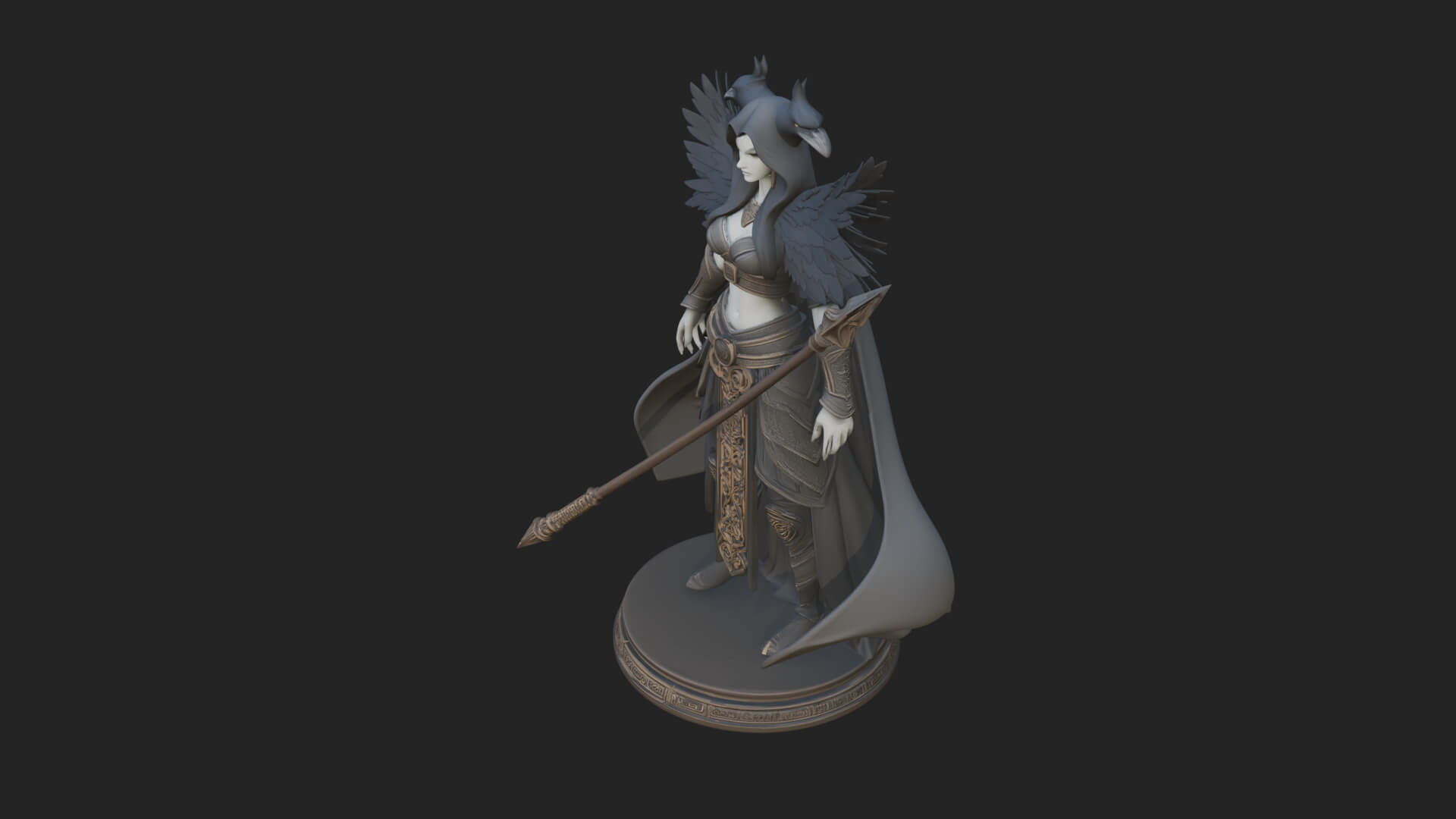 Valkyrie with Spear Statue Design 22 3D Print Model 3D Model
