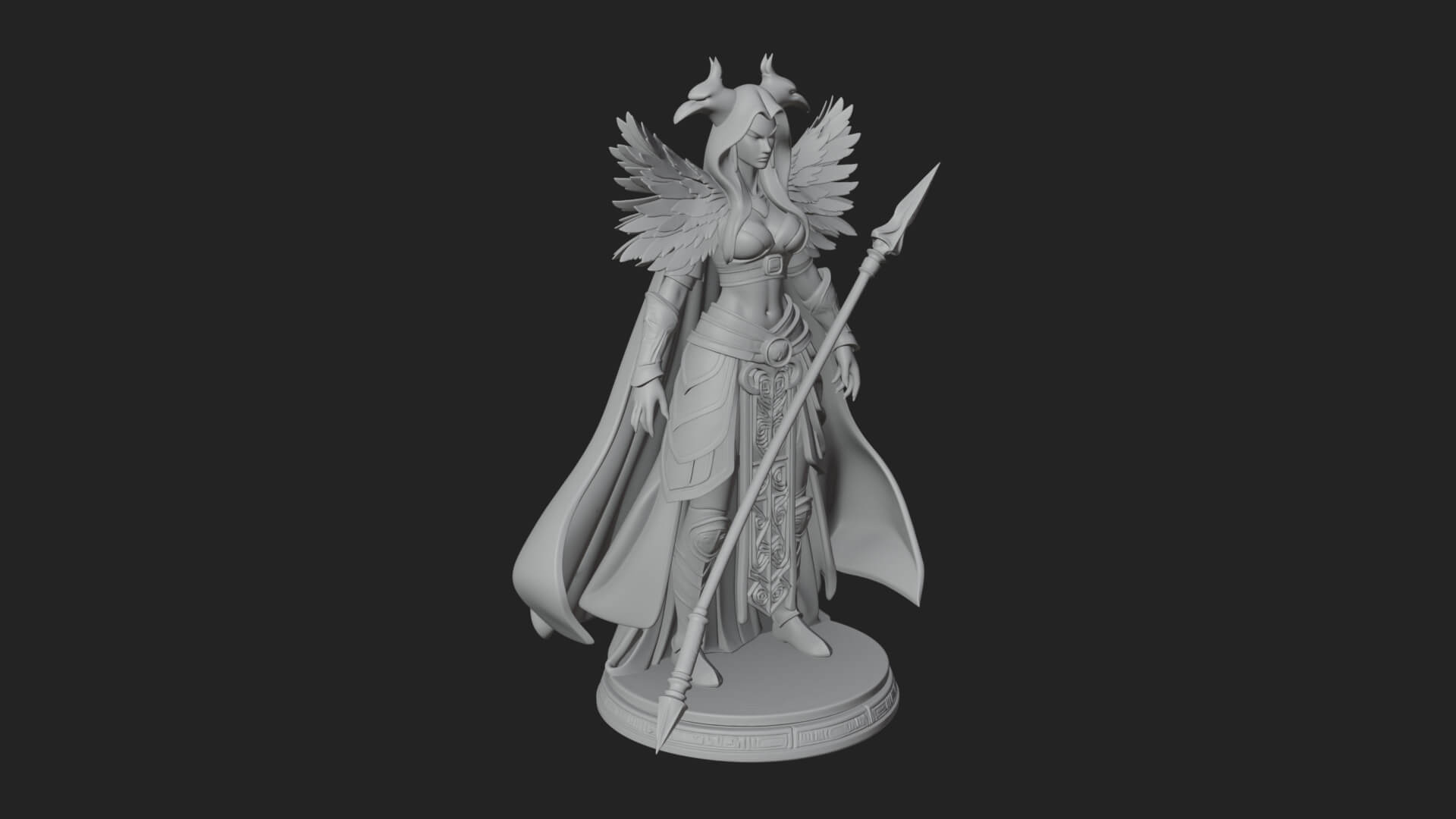 Valkyrie with Spear Statue Design 22 3D Print Model 3D Model