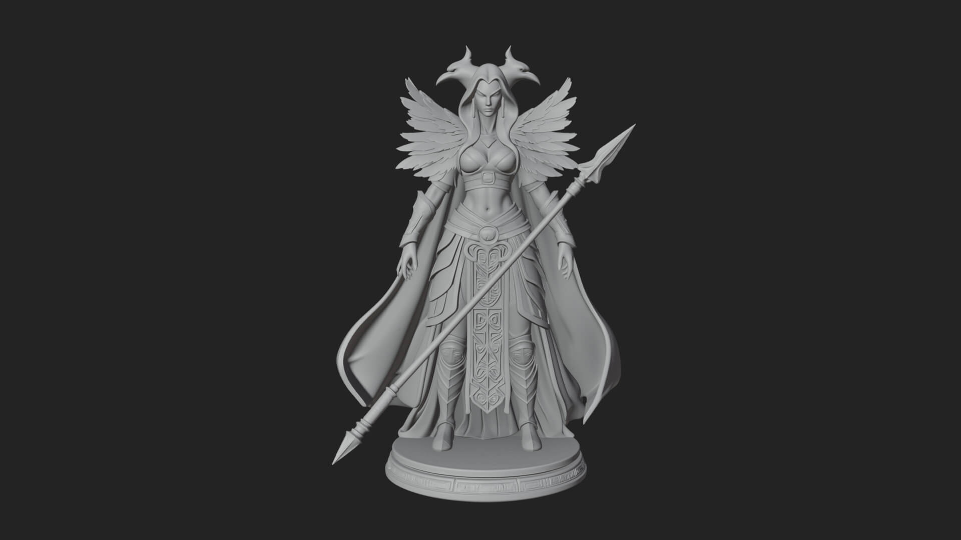 Valkyrie with Spear Statue Design 22 3D Print Model 3D Model