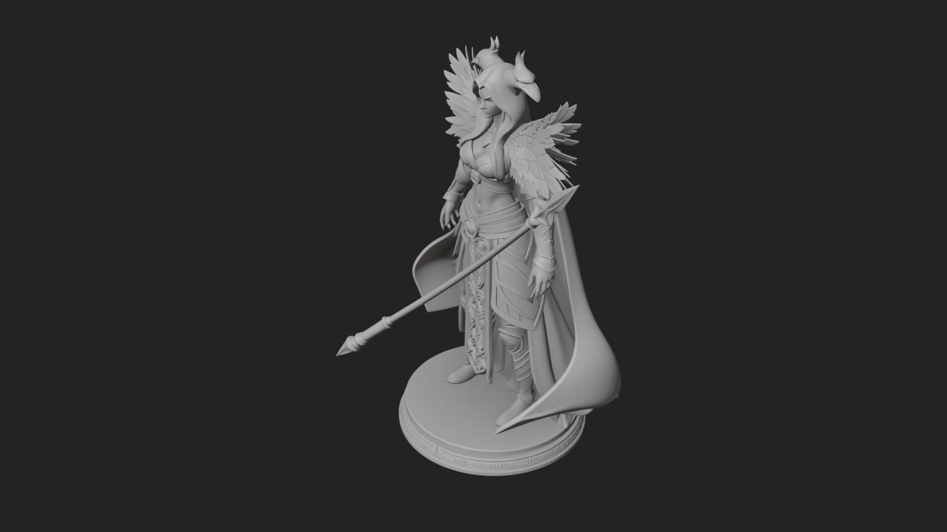 Valkyrie with Spear Statue Design 22 3D Print Model 3D Model