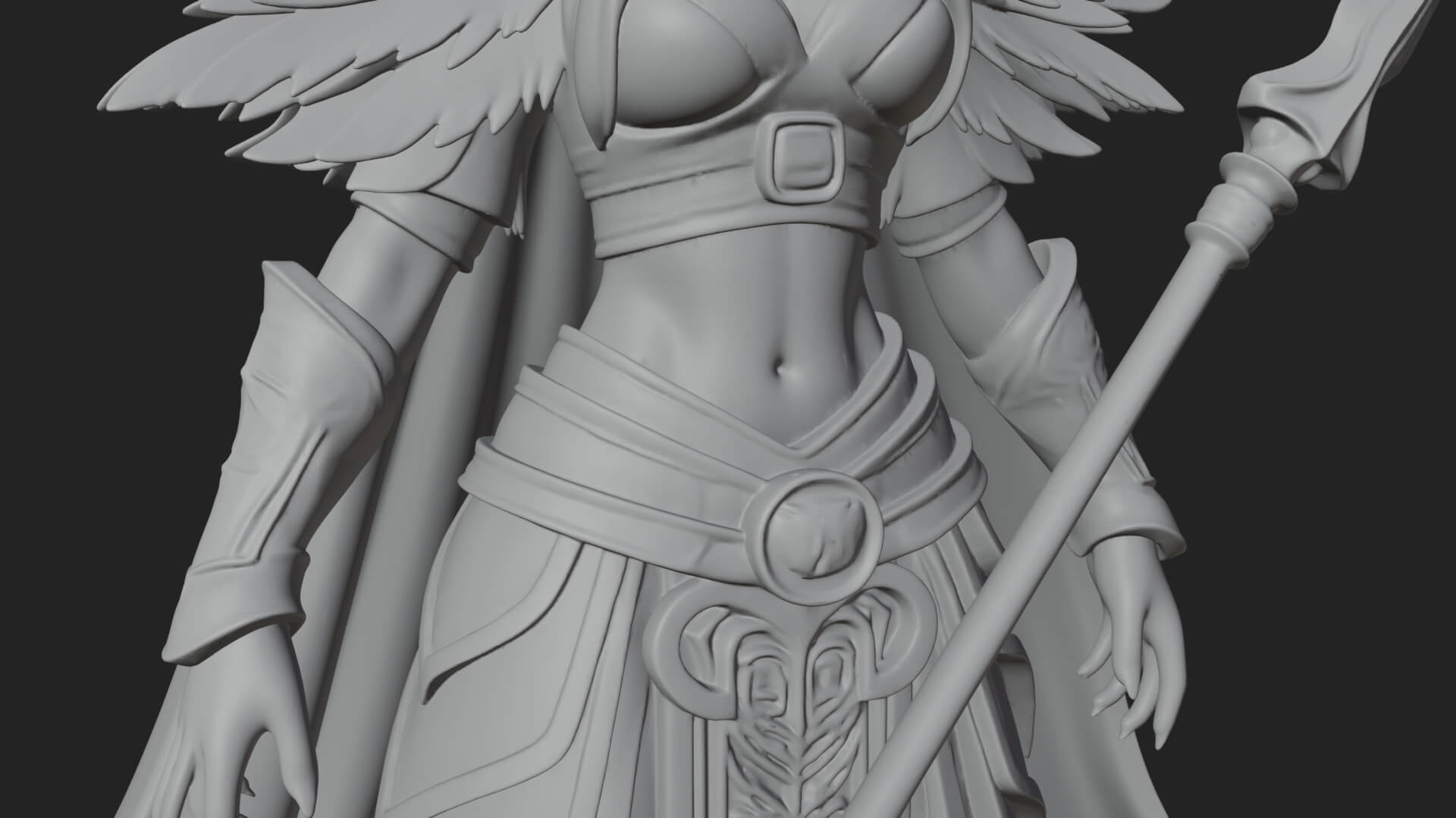 Valkyrie with Spear Statue Design 22 3D Print Model 3D Model