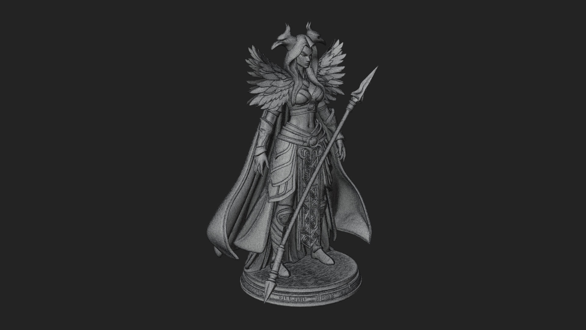 Valkyrie with Spear Statue Design 22 3D Print Model 3D Model
