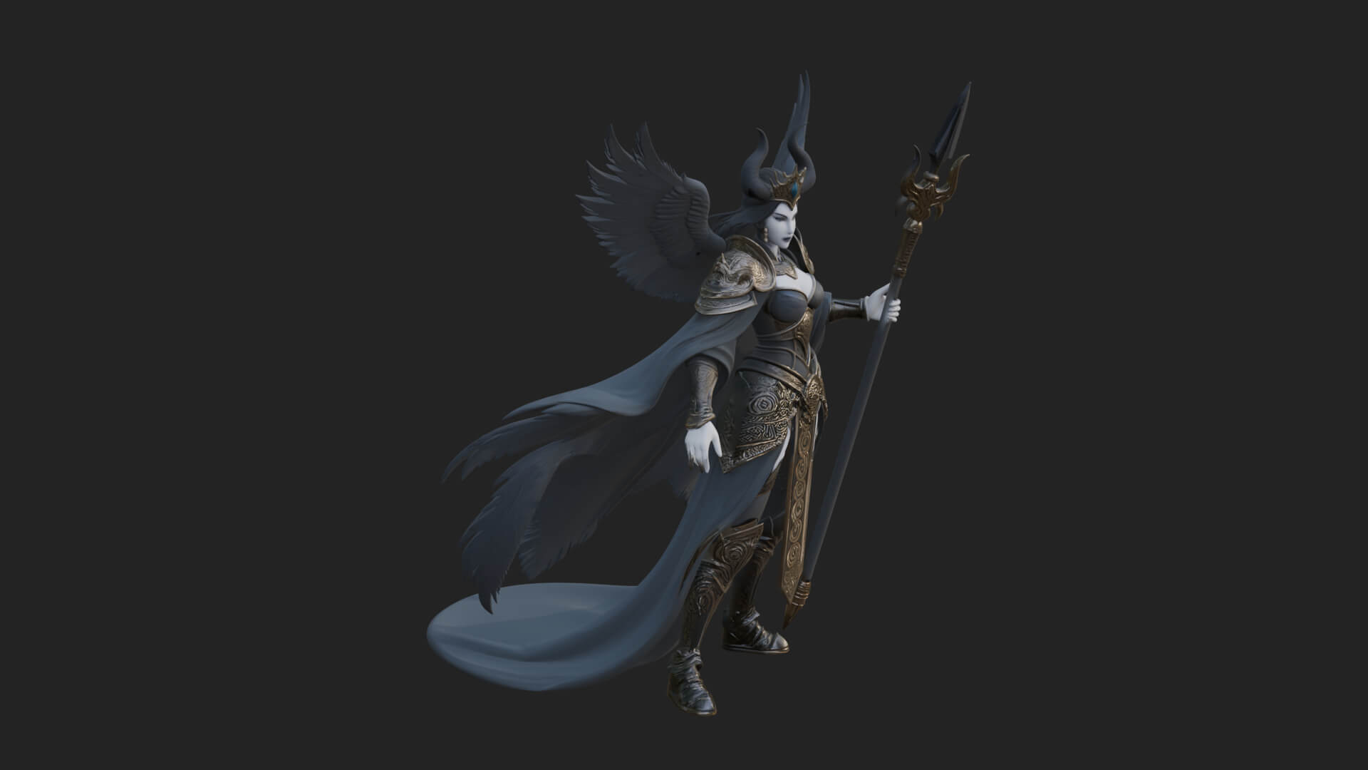 Valkyrie with Spear Statue Design 23 3D Print Model 3D Model