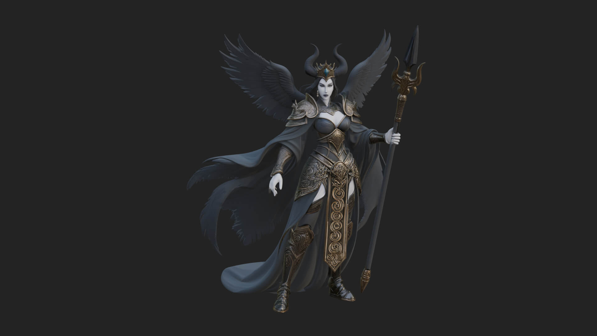 Valkyrie with Spear Statue Design 23 3D Print Model 3D Model
