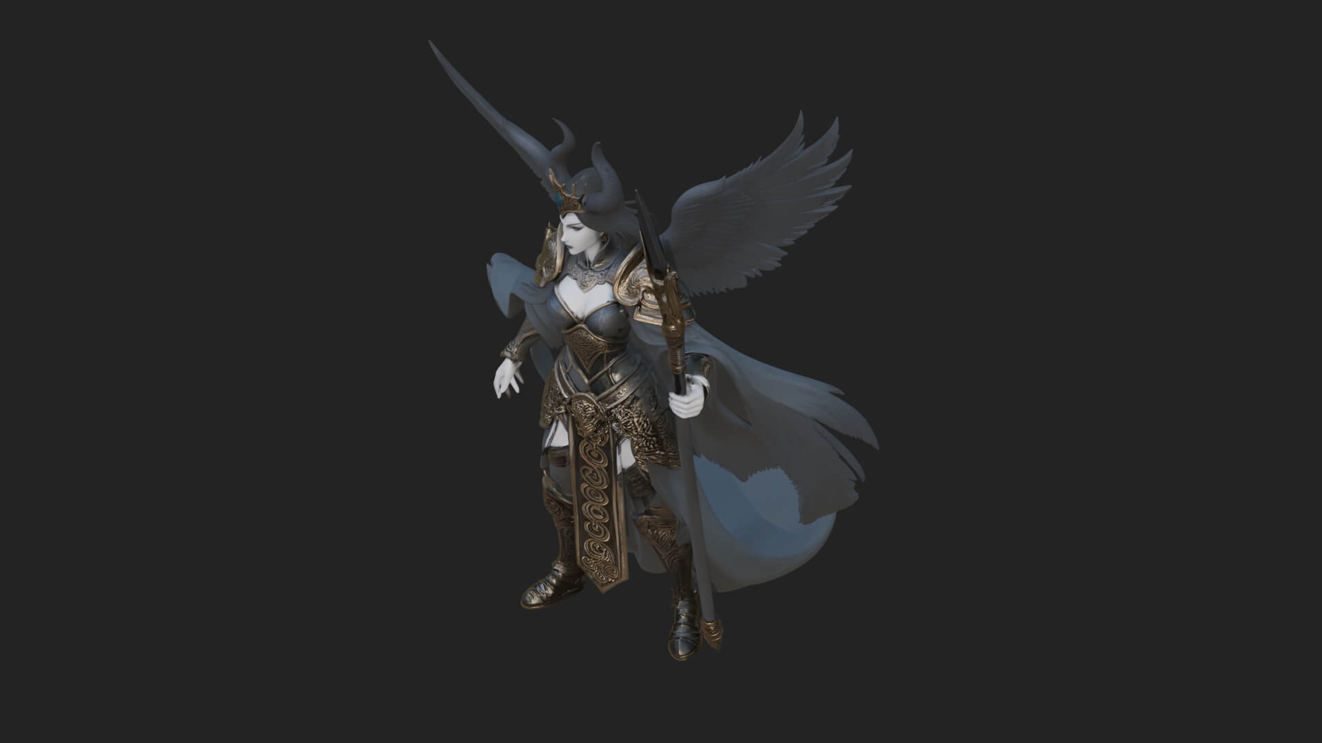 Valkyrie with Spear Statue Design 23 3D Print Model 3D Model