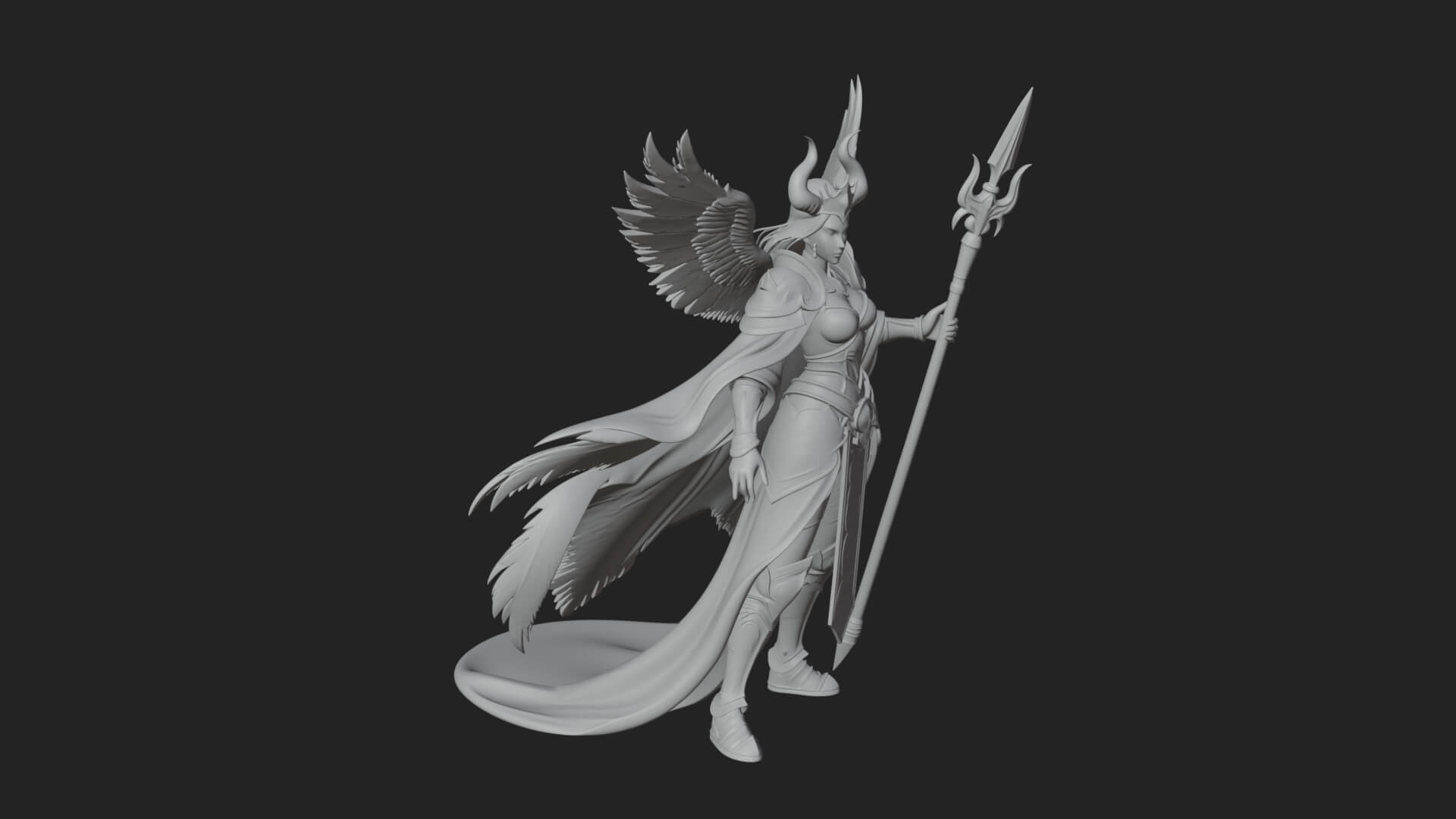 Valkyrie with Spear Statue Design 23 3D Print Model 3D Model