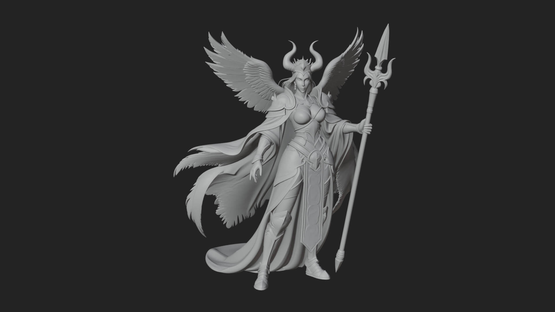 Valkyrie with Spear Statue Design 23 3D Print Model 3D Model