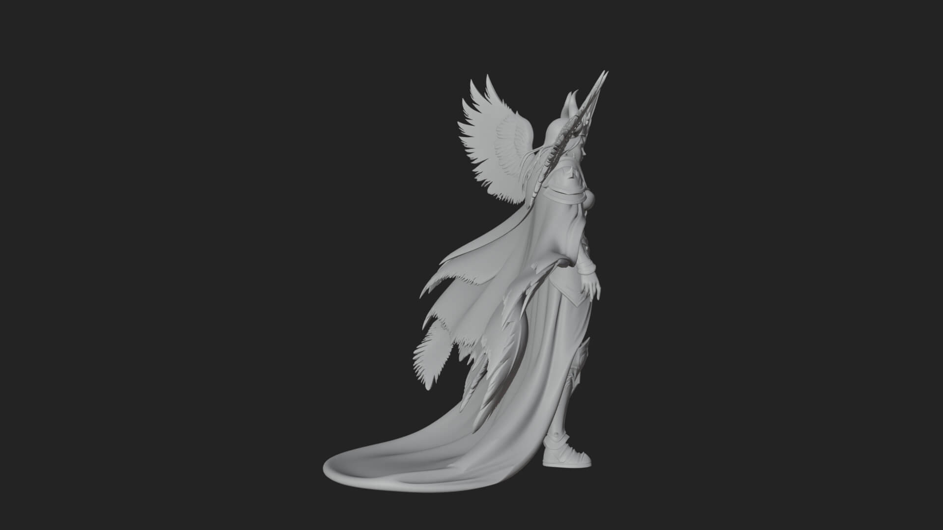 Valkyrie with Spear Statue Design 23 3D Print Model 3D Model