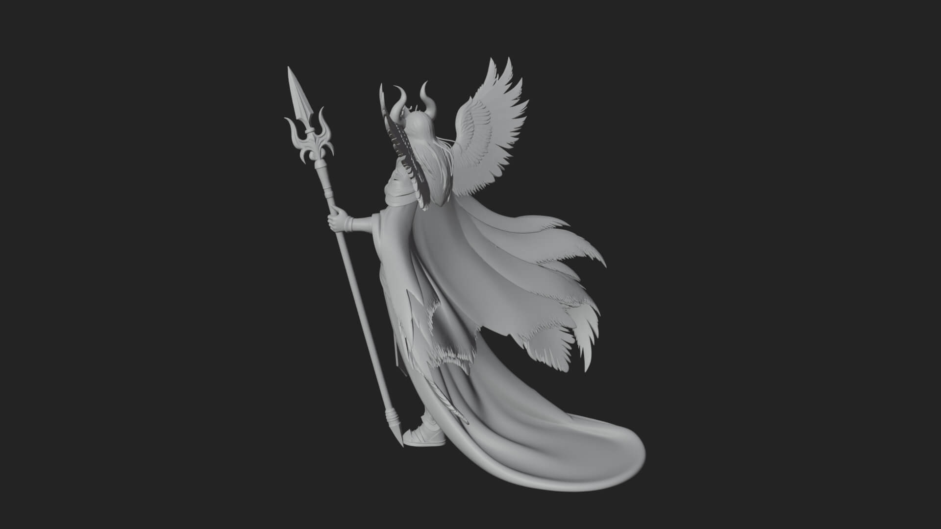 Valkyrie with Spear Statue Design 23 3D Print Model 3D Model