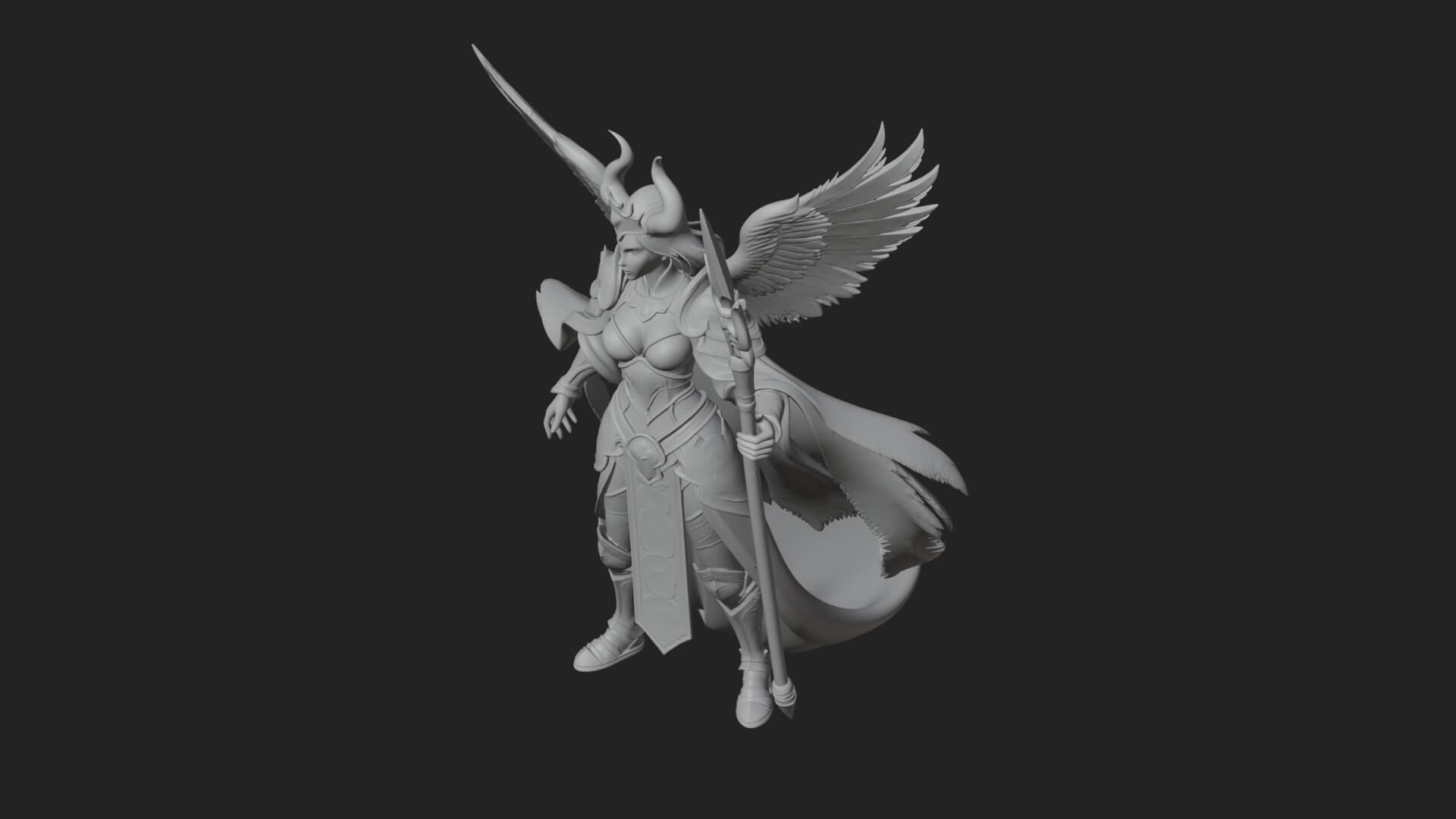 Valkyrie with Spear Statue Design 23 3D Print Model 3D Model
