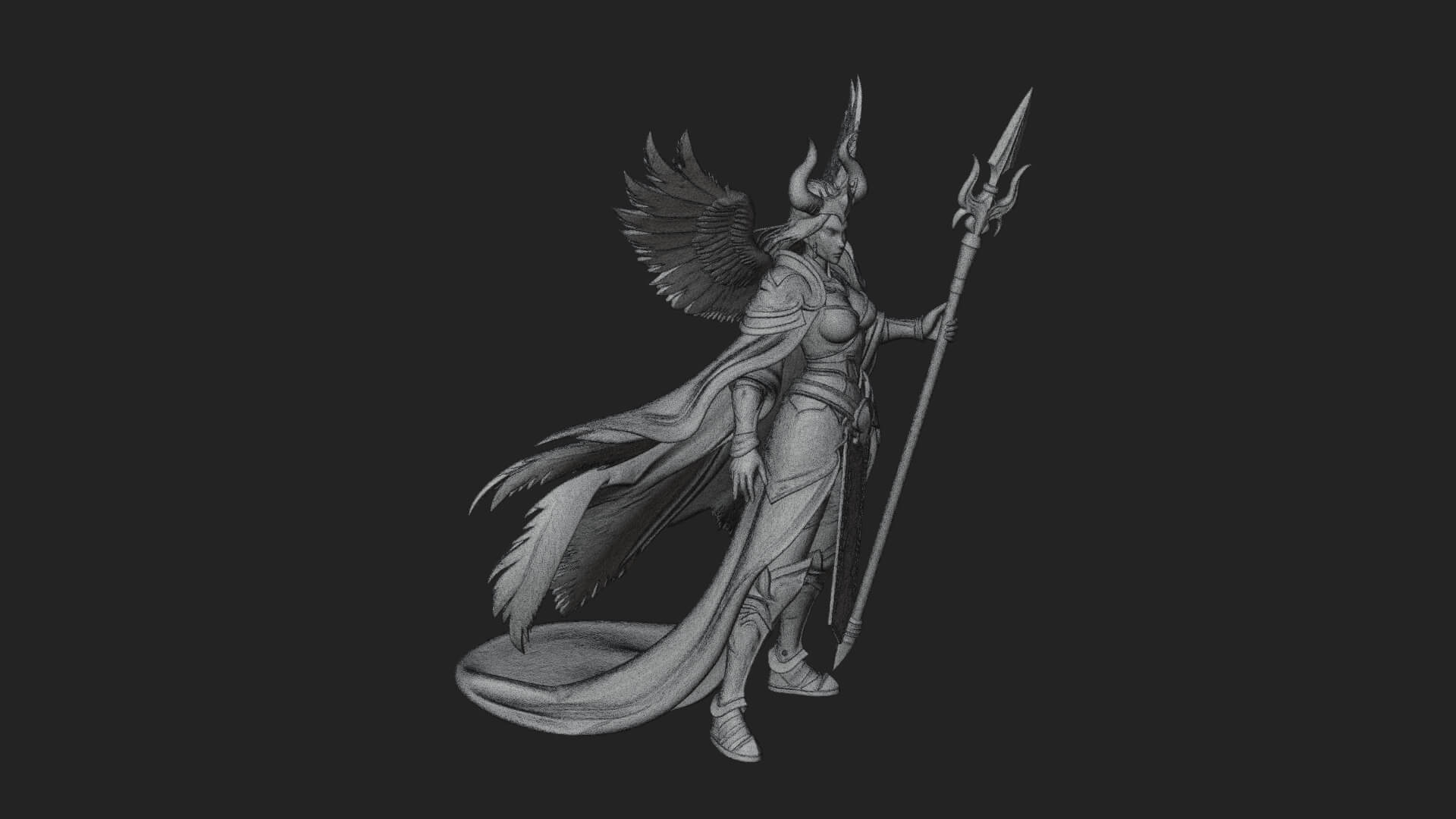 Valkyrie with Spear Statue Design 23 3D Print Model 3D Model
