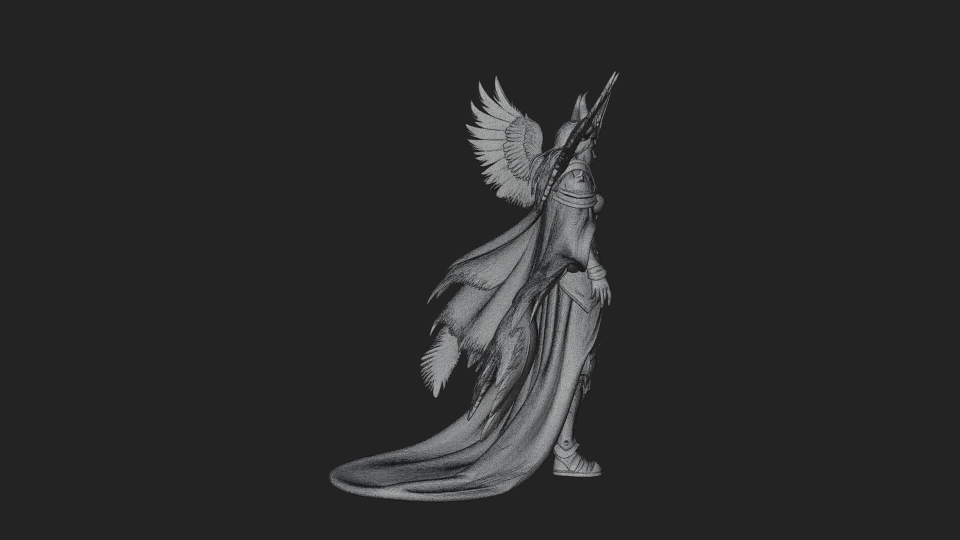 Valkyrie with Spear Statue Design 23 3D Print Model 3D Model