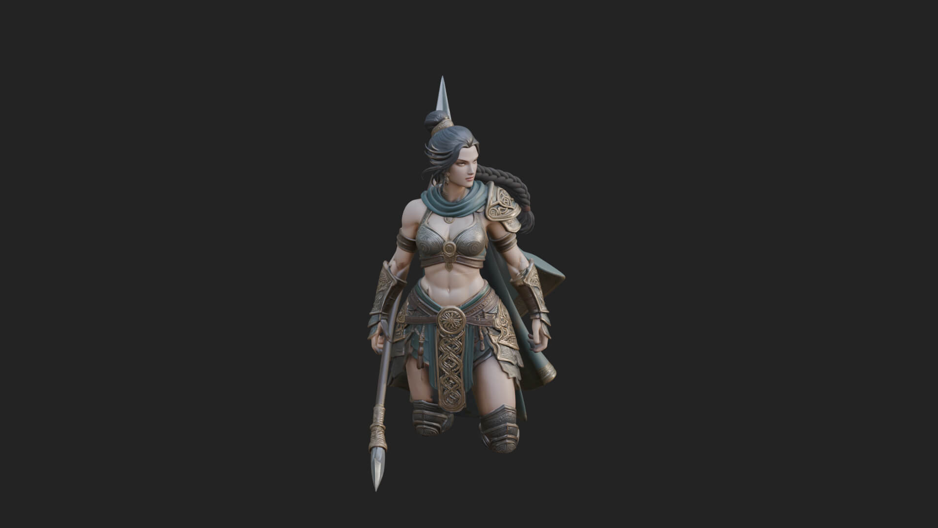 Valkyrie with Spear Statue Design 24 3D Print Model 3D Model