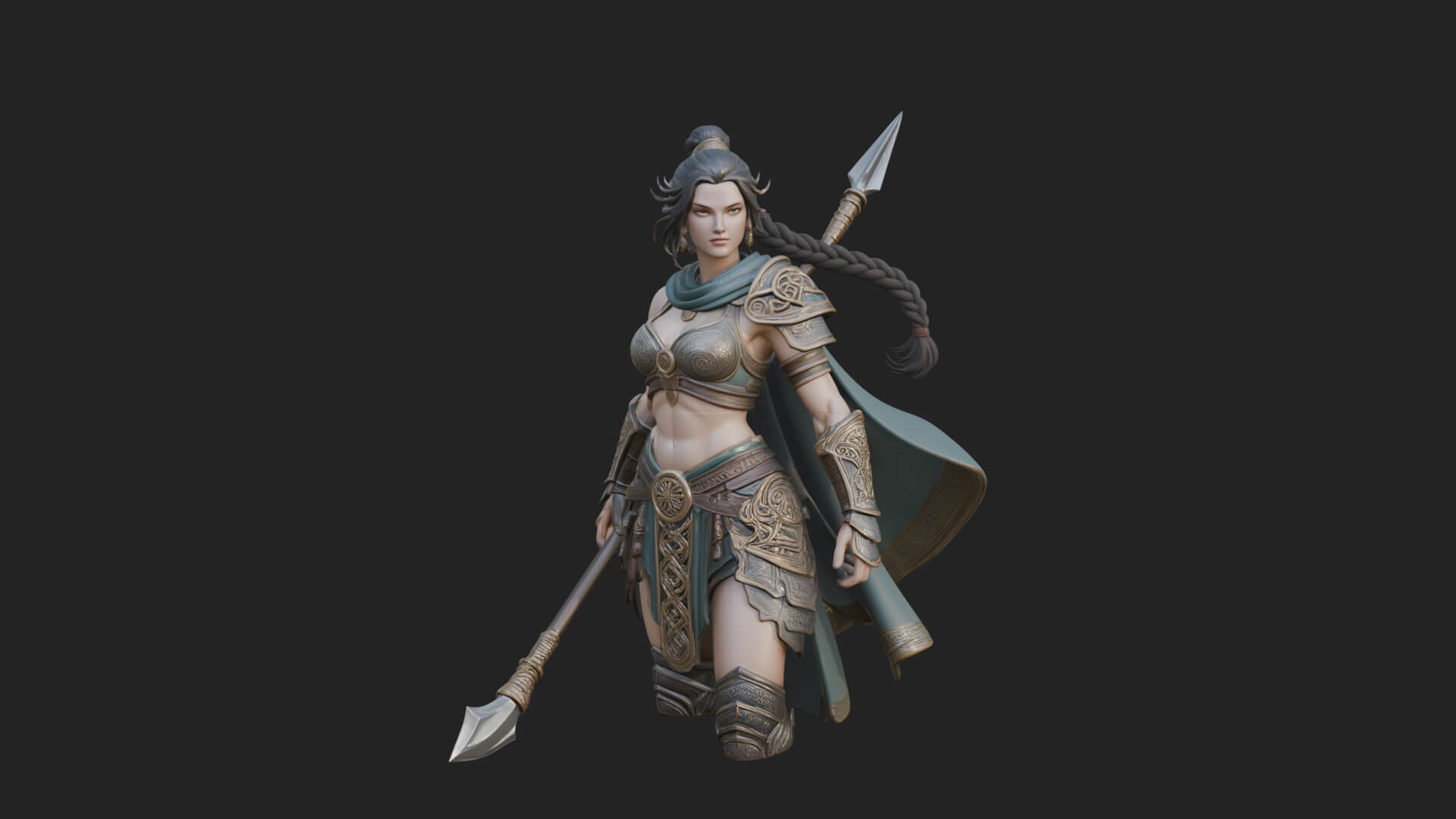 Valkyrie with Spear Statue Design 24 3D Print Model 3D Model