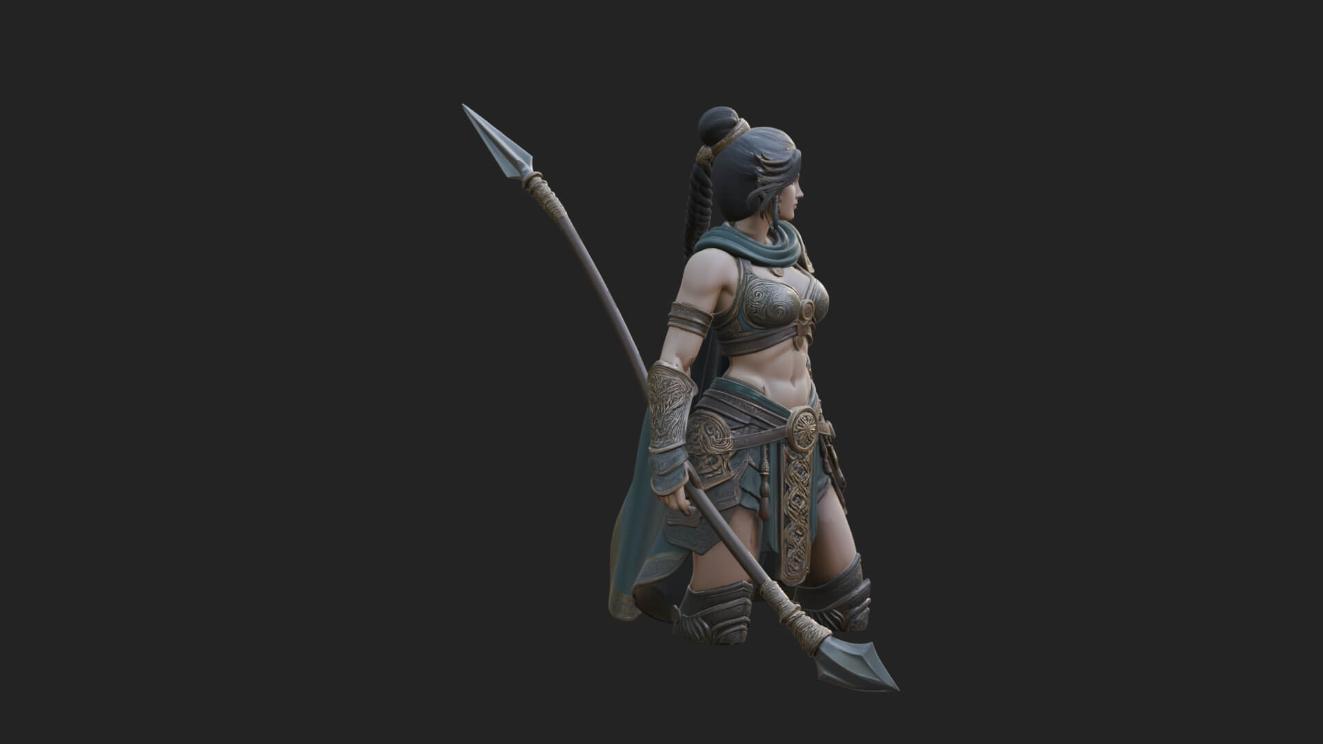 Valkyrie with Spear Statue Design 24 3D Print Model 3D Model