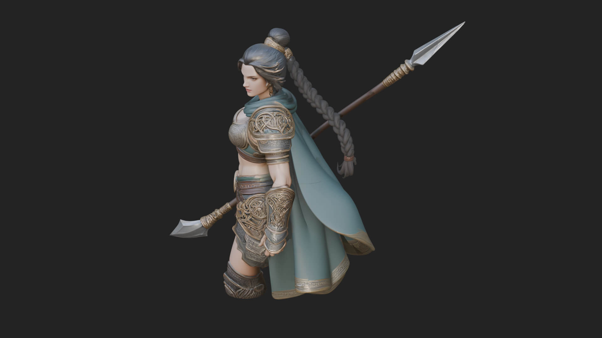 Valkyrie with Spear Statue Design 24 3D Print Model 3D Model