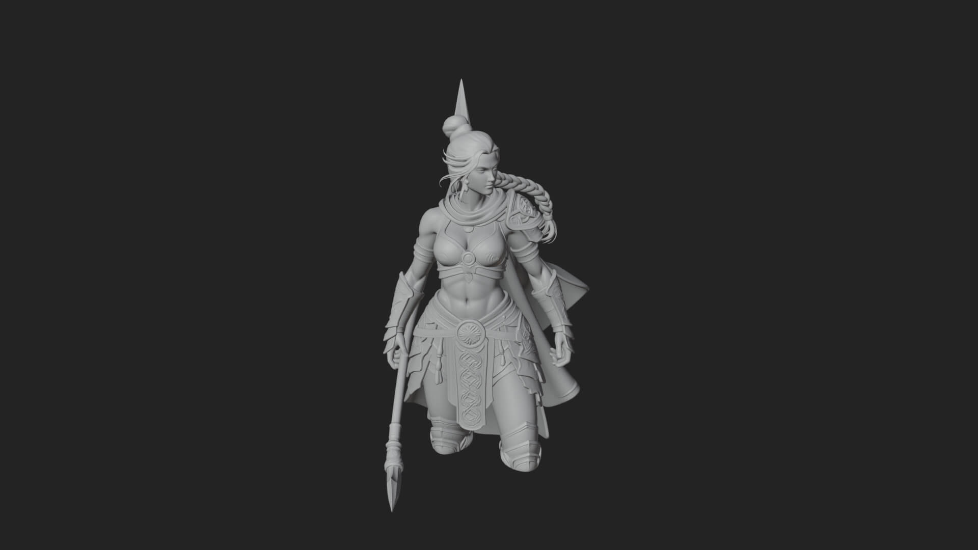 Valkyrie with Spear Statue Design 24 3D Print Model 3D Model