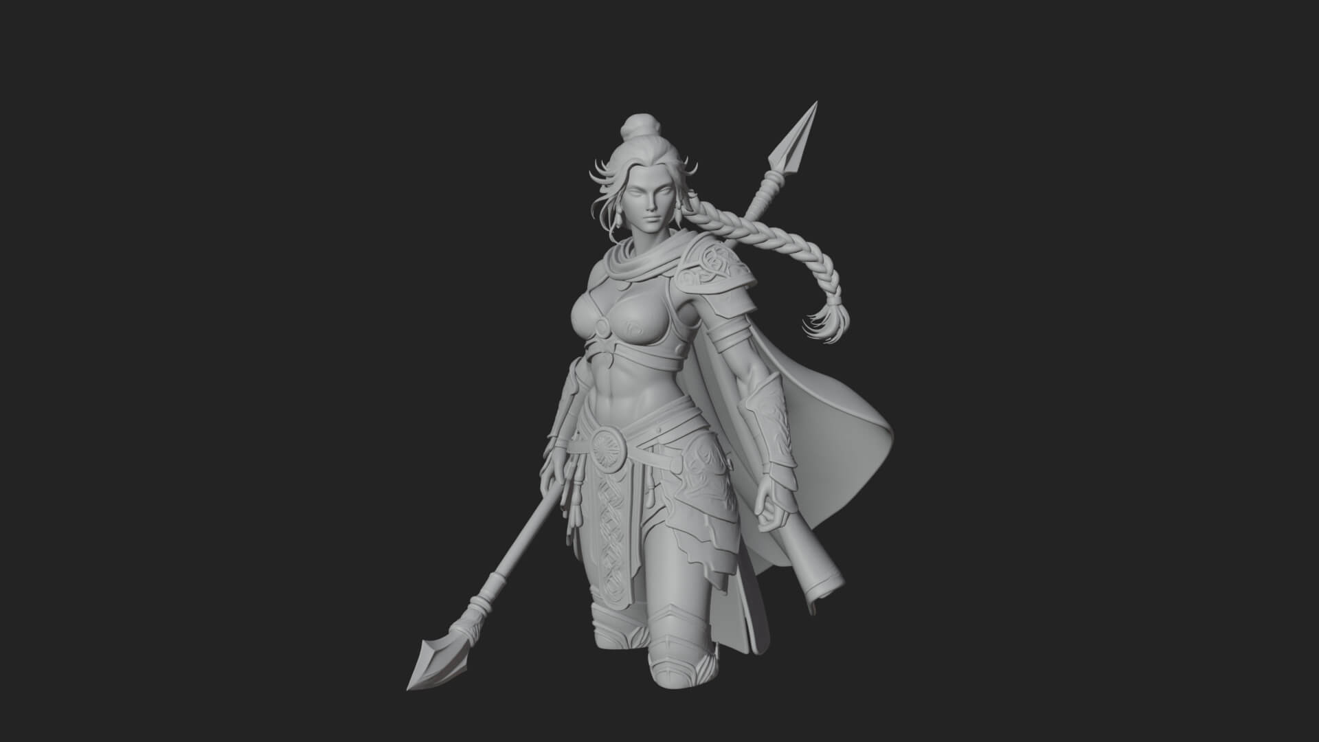 Valkyrie with Spear Statue Design 24 3D Print Model 3D Model