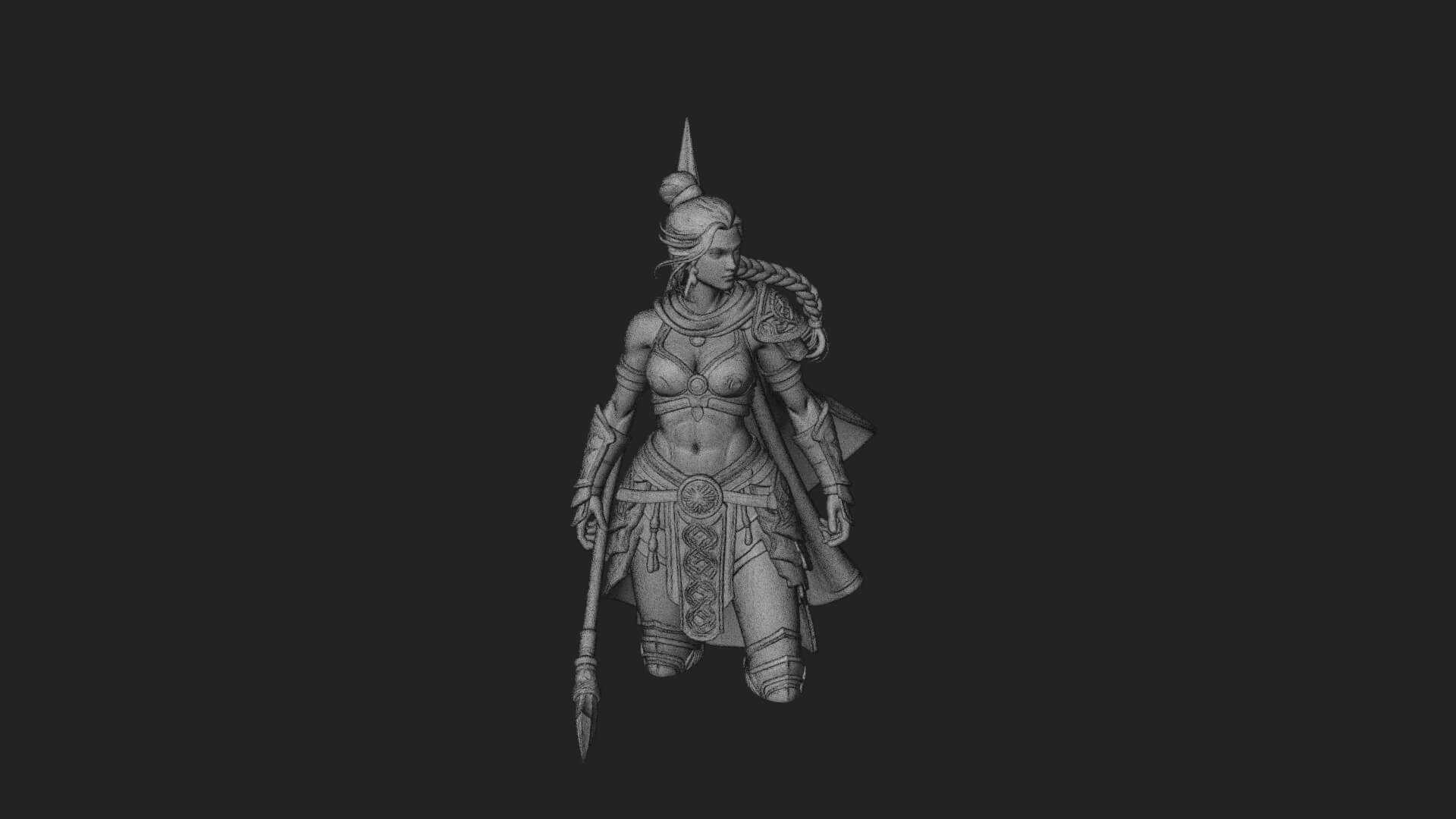 Valkyrie with Spear Statue Design 24 3D Print Model 3D Model